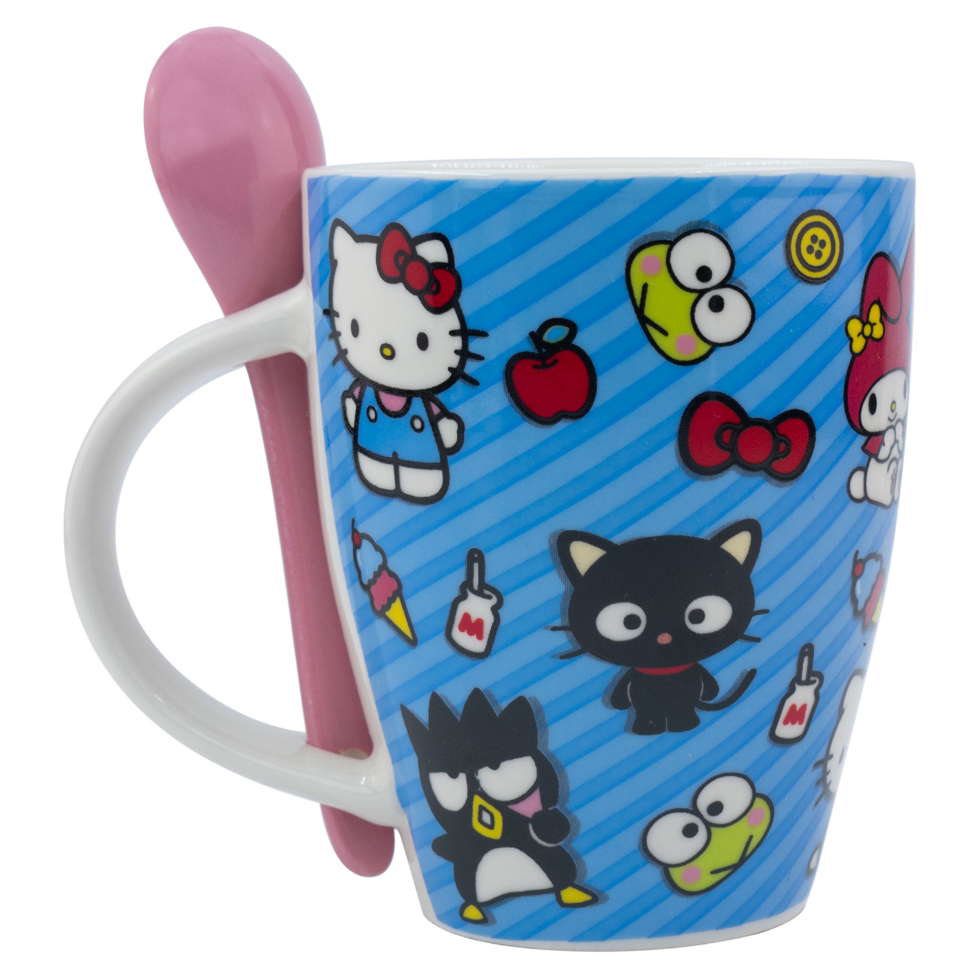 Juego de 2 Tazas De Porcelana Con Cuchara Hello Kitty Sanrio 310ml