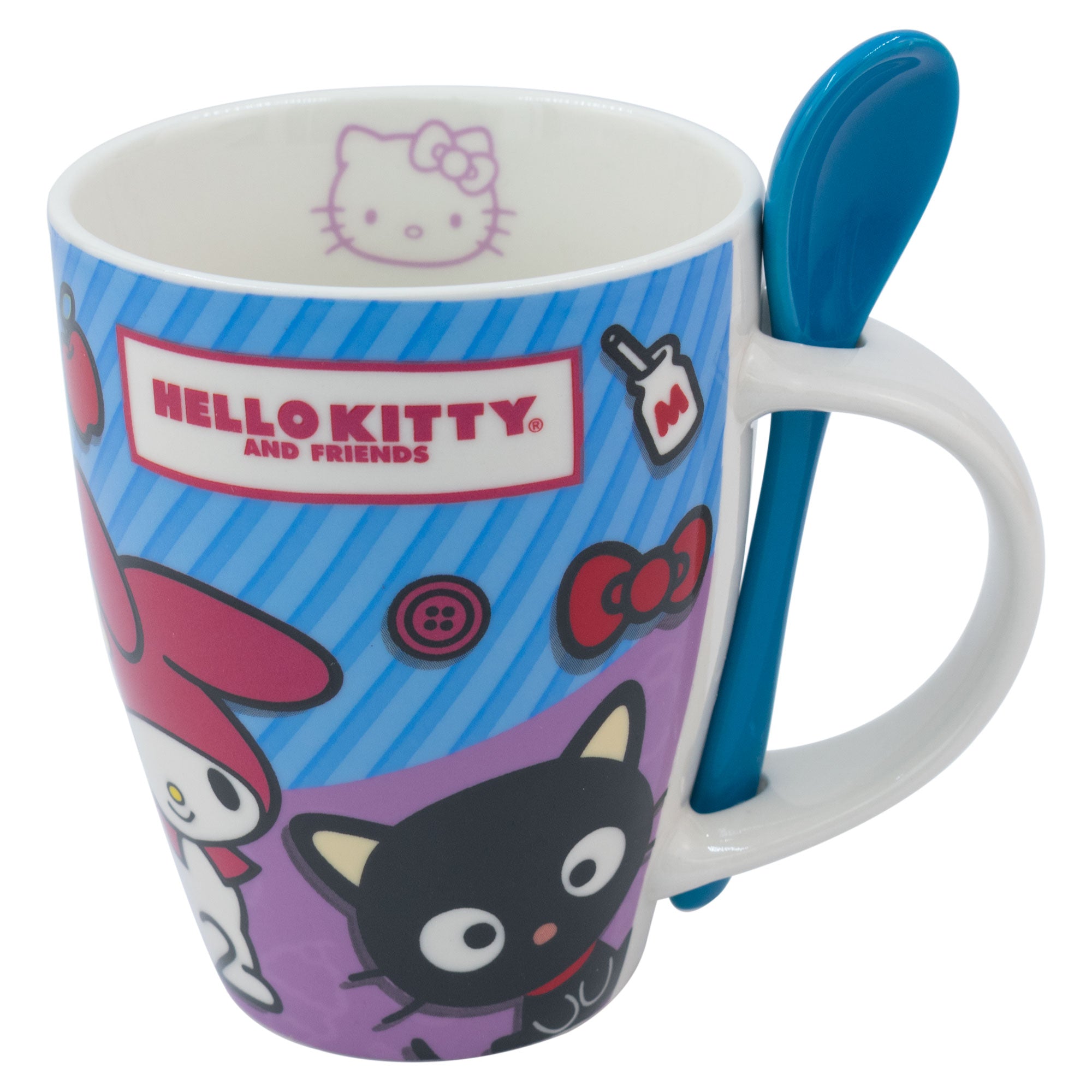 Juego de 2 Tazas De Porcelana Con Cuchara Hello Kitty Sanrio 310ml