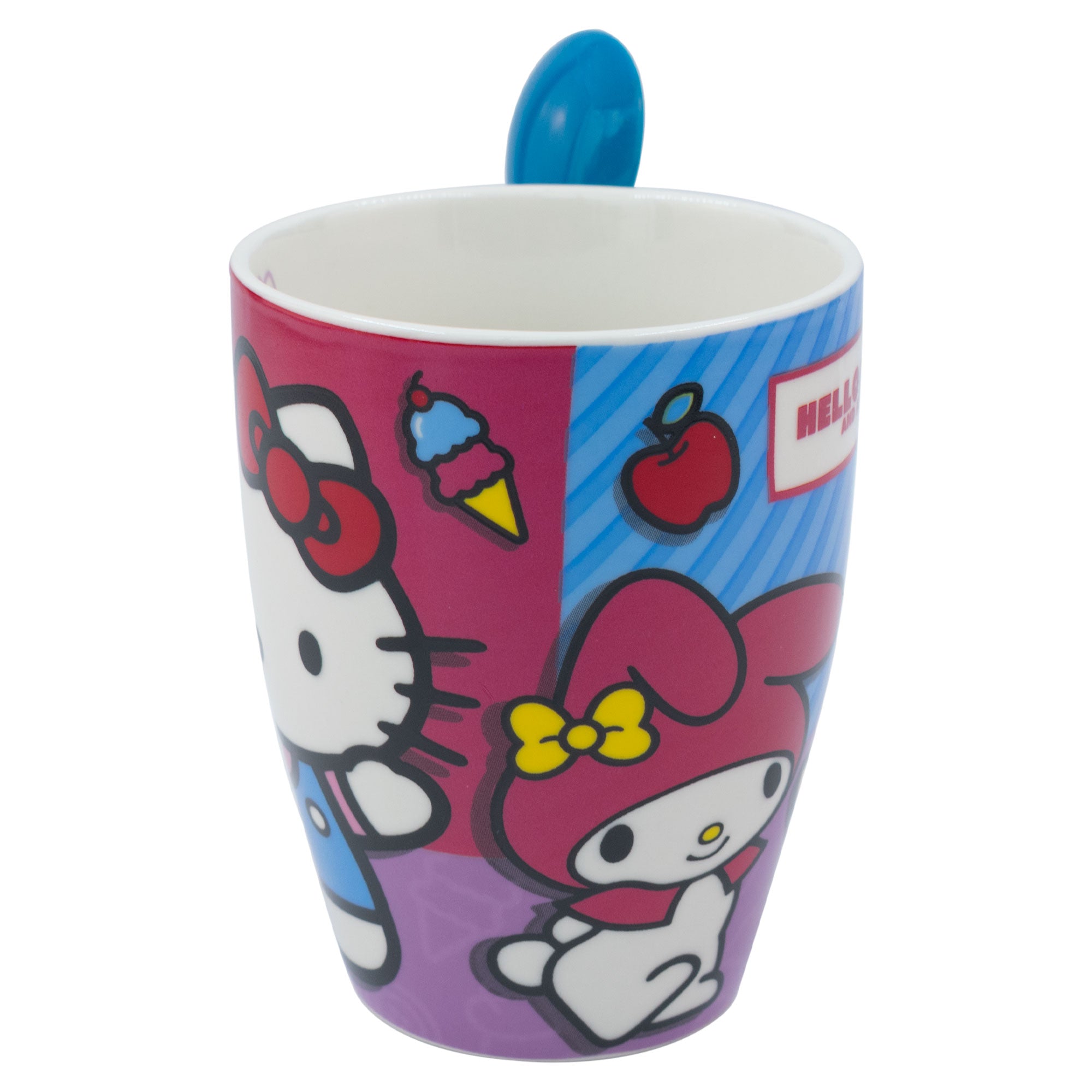 Juego de 2 Tazas De Porcelana Con Cuchara Hello Kitty Sanrio 310ml