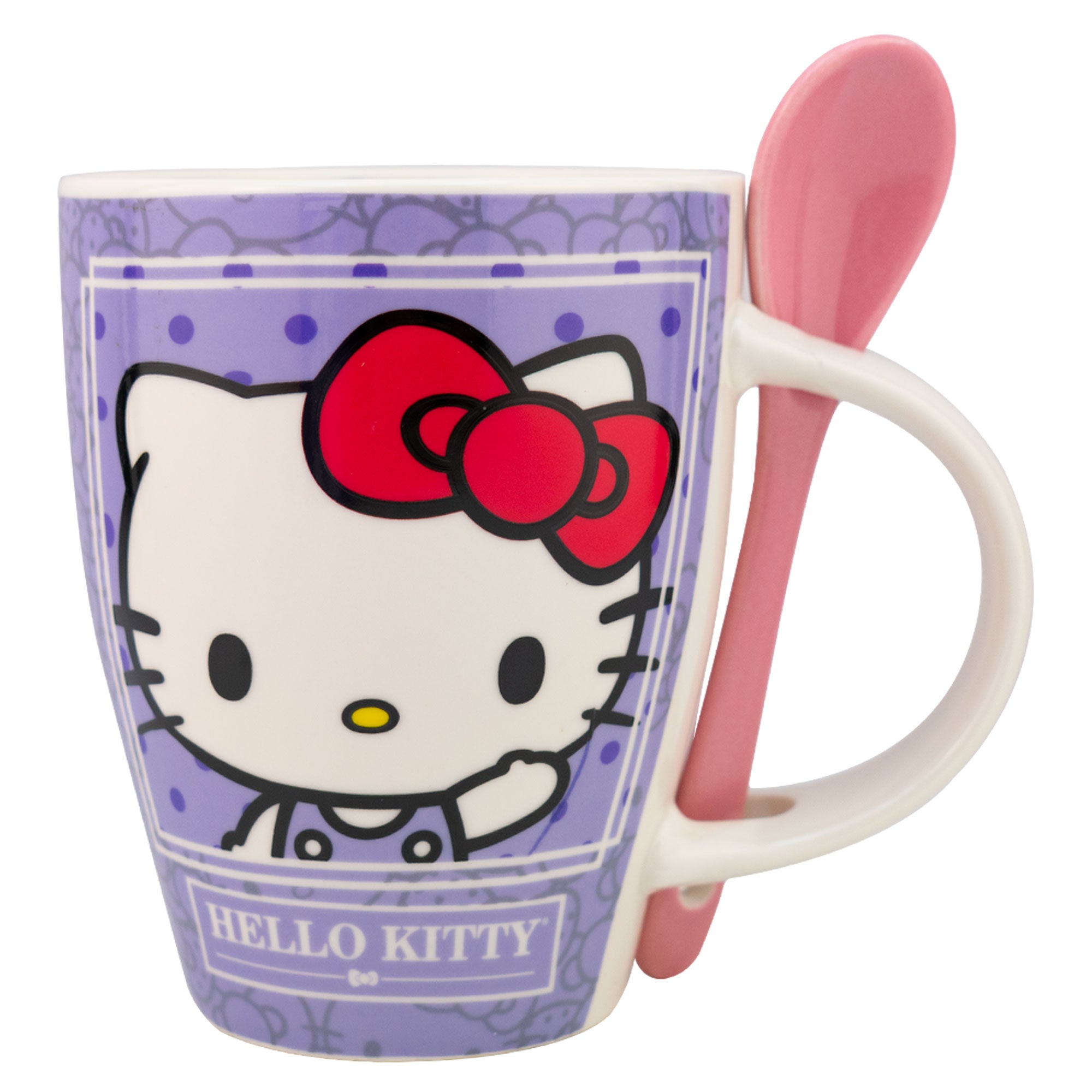 Juego de 2 Tazas De Porcelana Con Cuchara Hello Kitty Sanrio 310ml