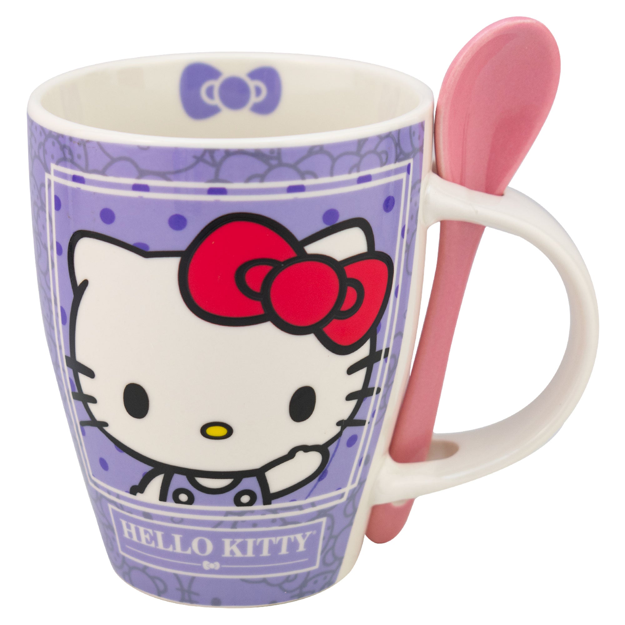 Juego de 2 Tazas De Porcelana Con Cuchara Hello Kitty Sanrio 310ml