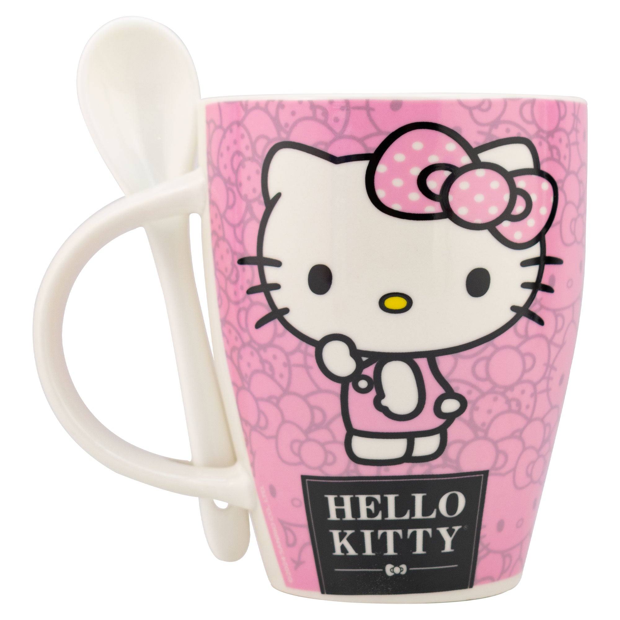 Juego de 2 Tazas De Porcelana Con Cuchara Hello Kitty Sanrio 310ml