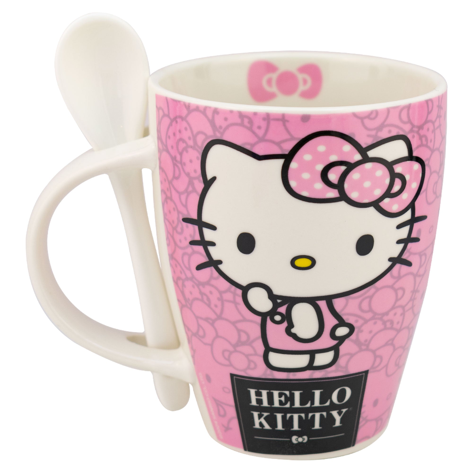 Juego de 2 Tazas De Porcelana Con Cuchara Hello Kitty Sanrio 310ml