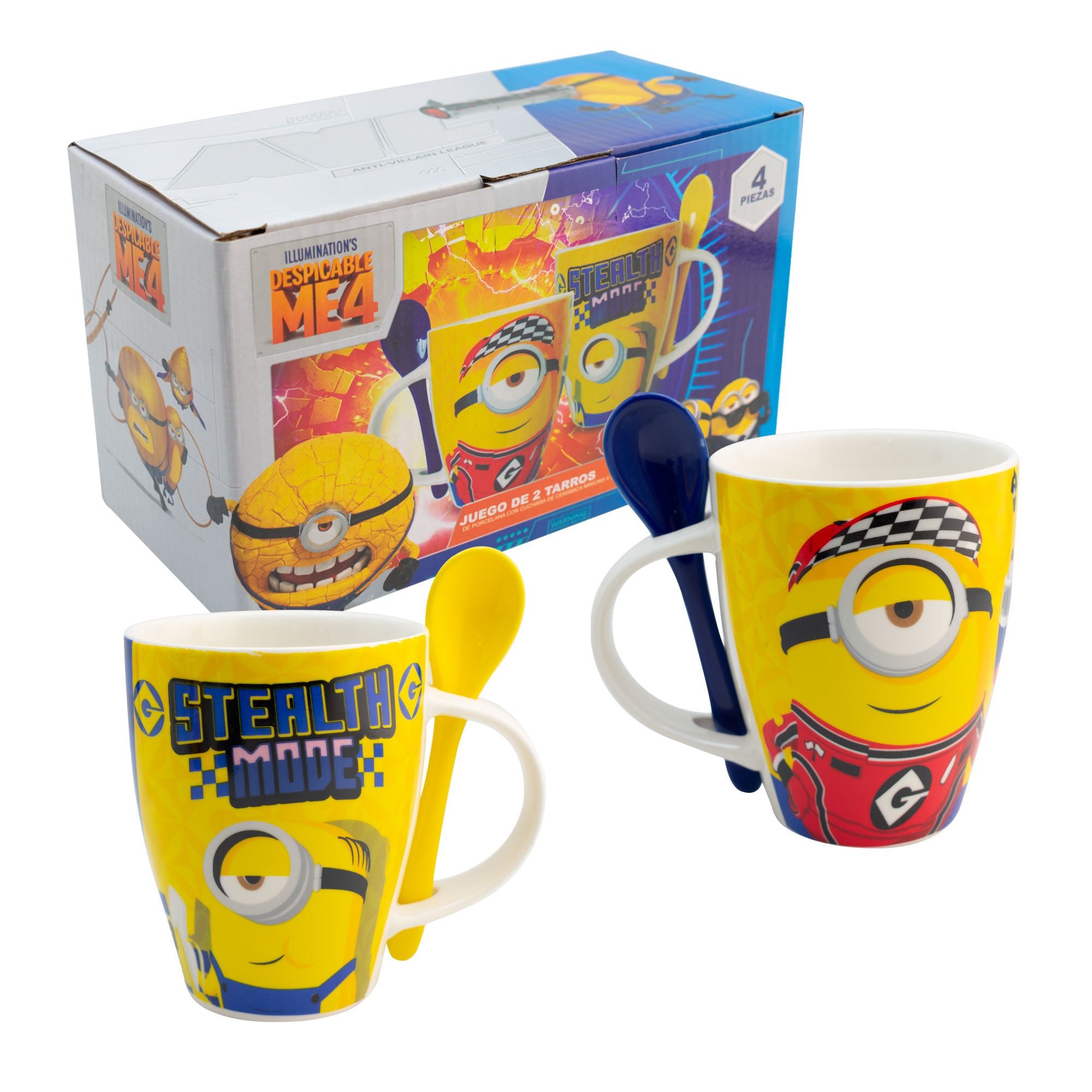 Set 2 Tazas De Porcelana Con Cuchara Minions 310ml