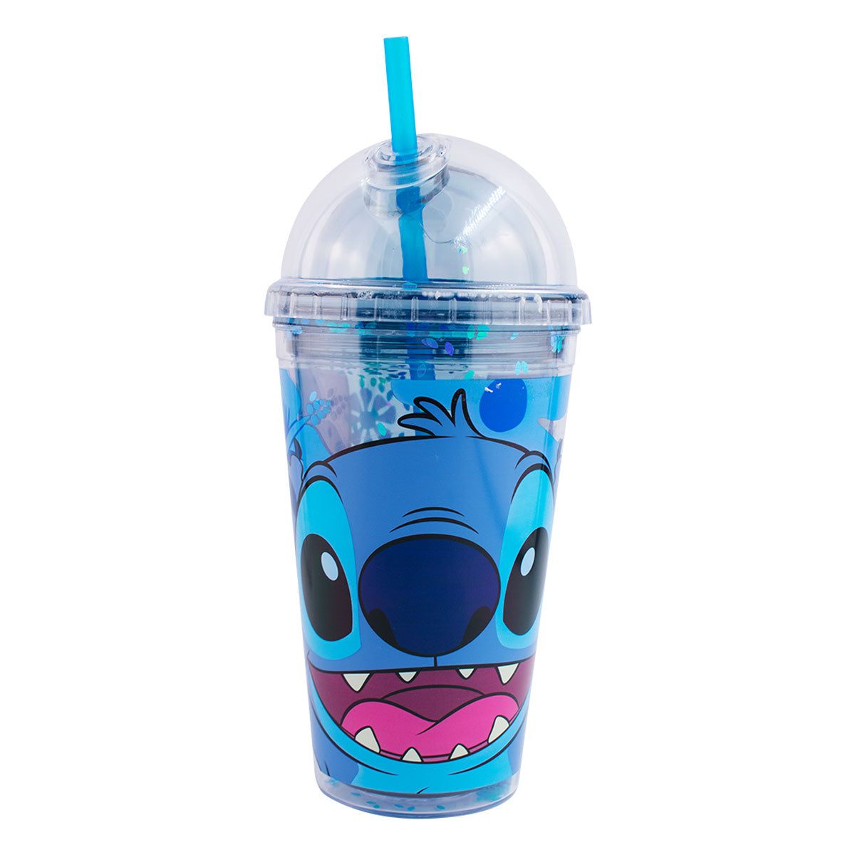 Vaso de Acrílico con Doble Pared con Domo y Popote Fun Kids Disney Stitch 500ml