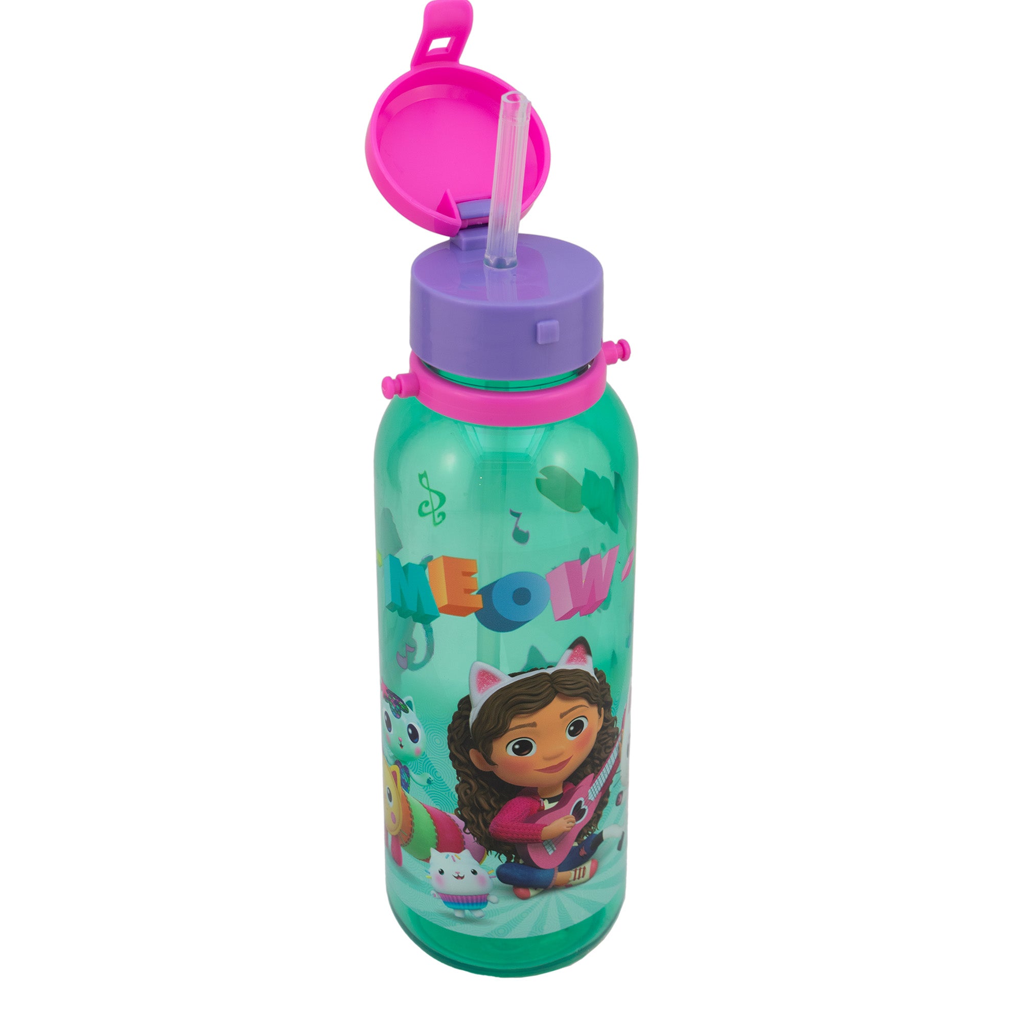 Botella De Plástico Con Popote Gabby Doll House 500ml