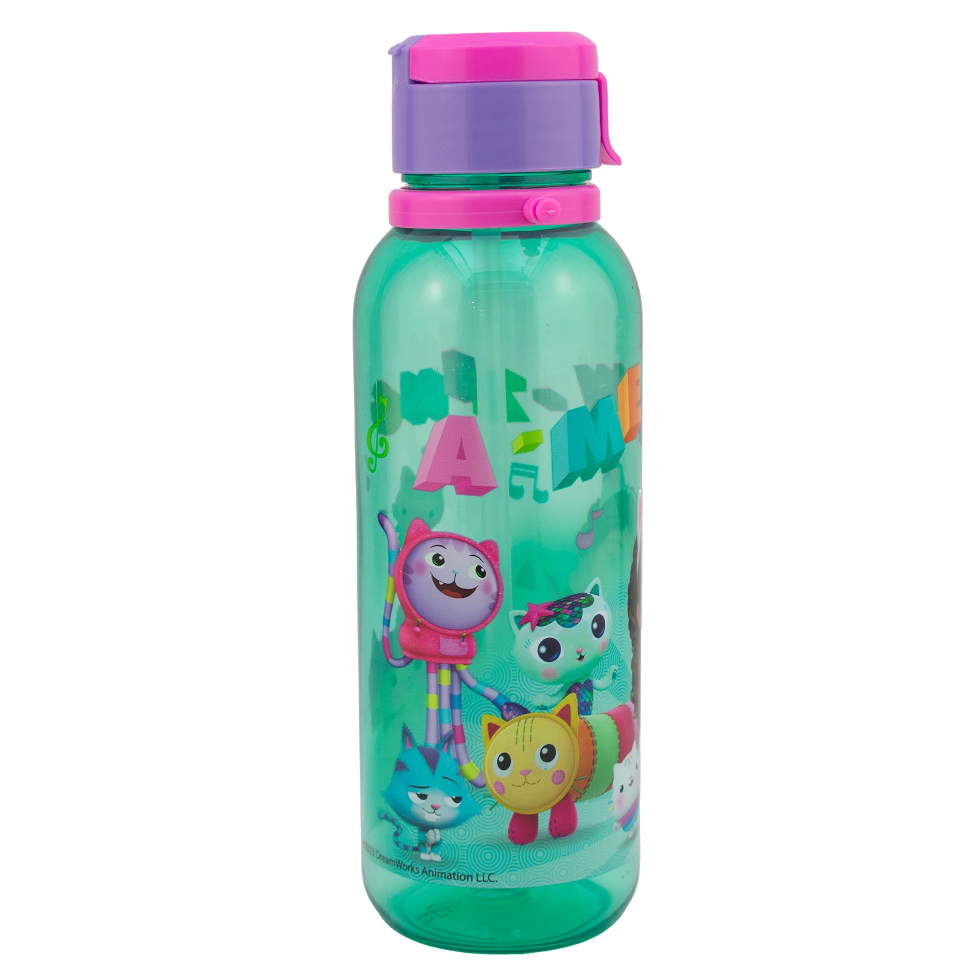 Botella De Plástico Con Popote Gabby Doll House 500ml