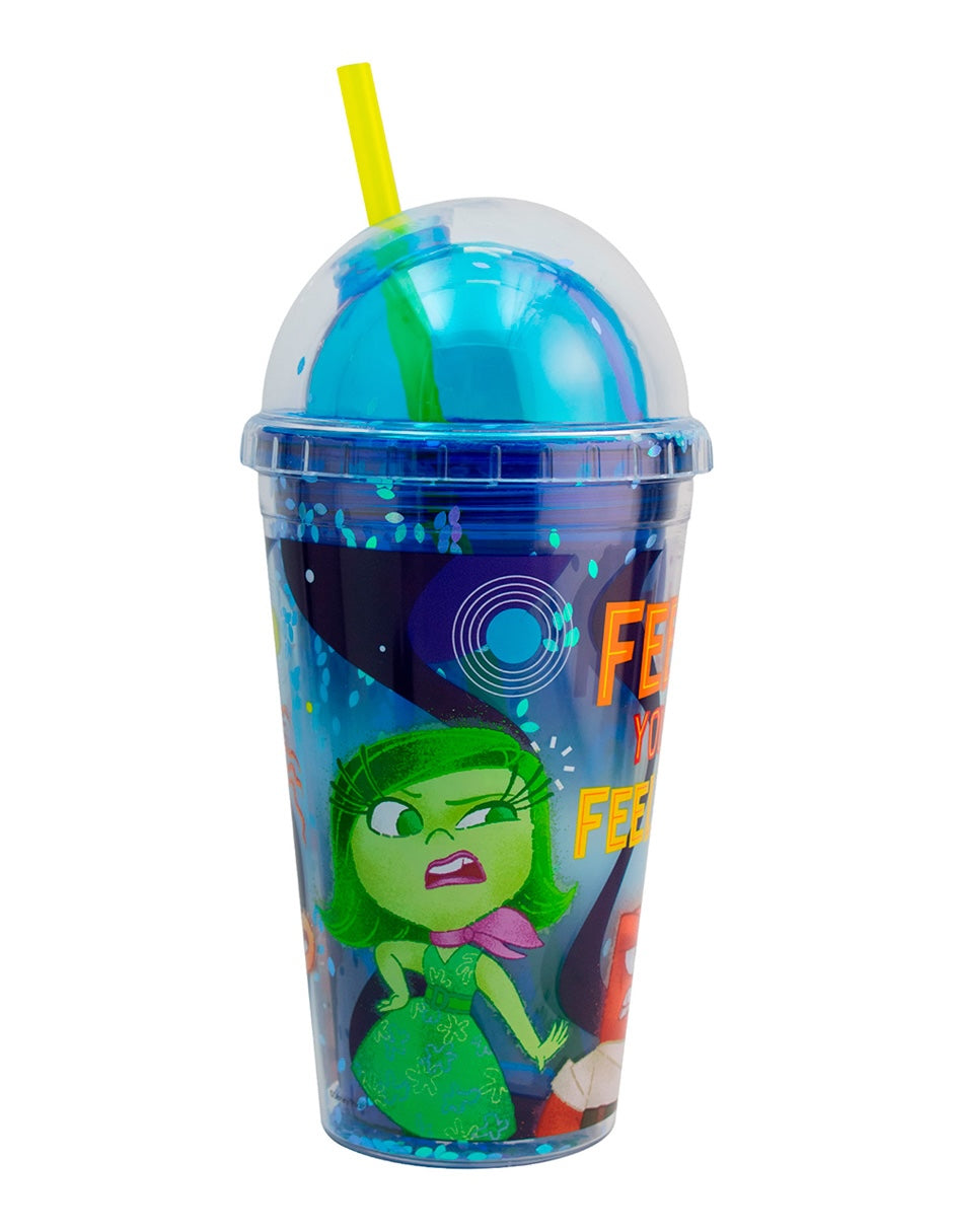 Vaso Doble Pared Tapa Domo Popote Intensamente 2 Pixar 500ml