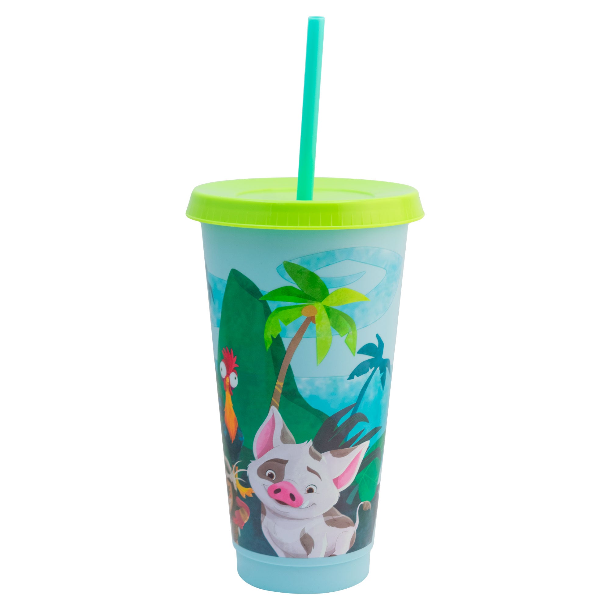 Vaso de Plástico con Tapa y Popote Personajes Animados 750ml