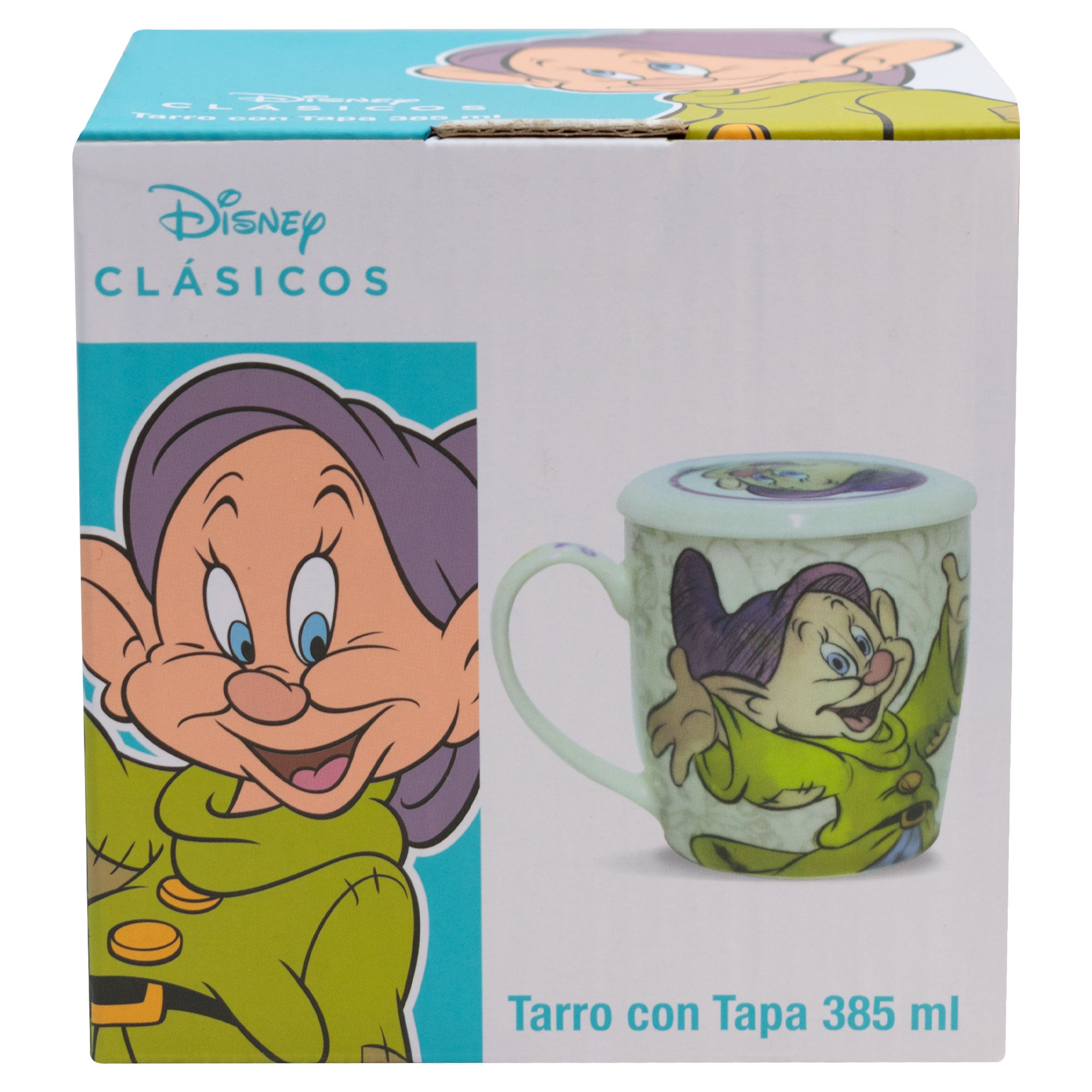 Taza de Cerámica con Tapa y Caja de Regalo Disney Blanca Nieves Gruñón y Tontín 385ml