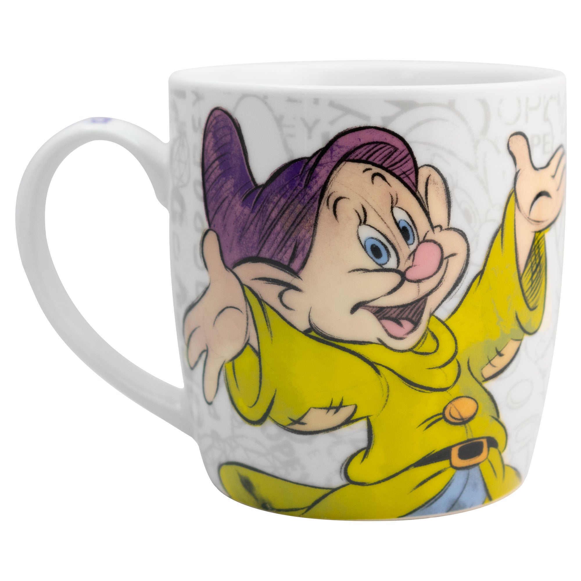 Taza de Cerámica con Tapa y Caja de Regalo Disney Blanca Nieves Gruñón y Tontín 385ml