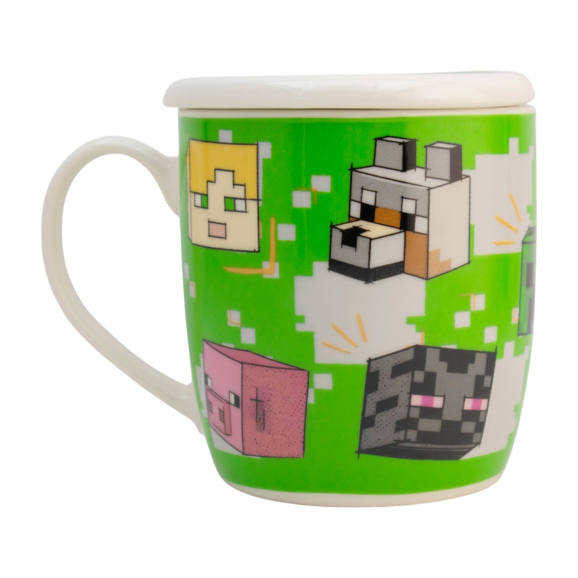 Taza de Cerámica con Tapa y Caja de Regalo Minecraft 385ml