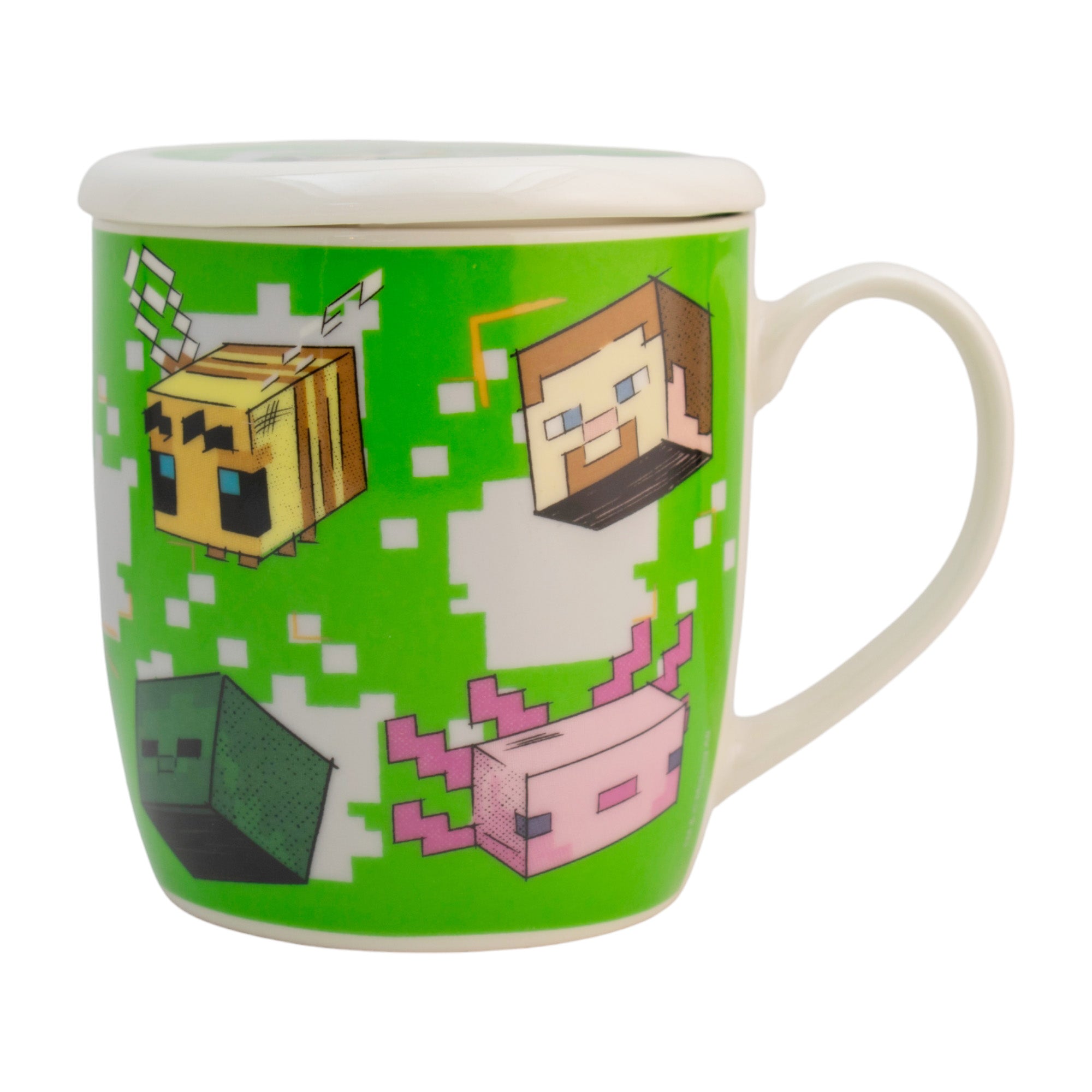 Taza de Cerámica con Tapa y Caja de Regalo Minecraft 385ml