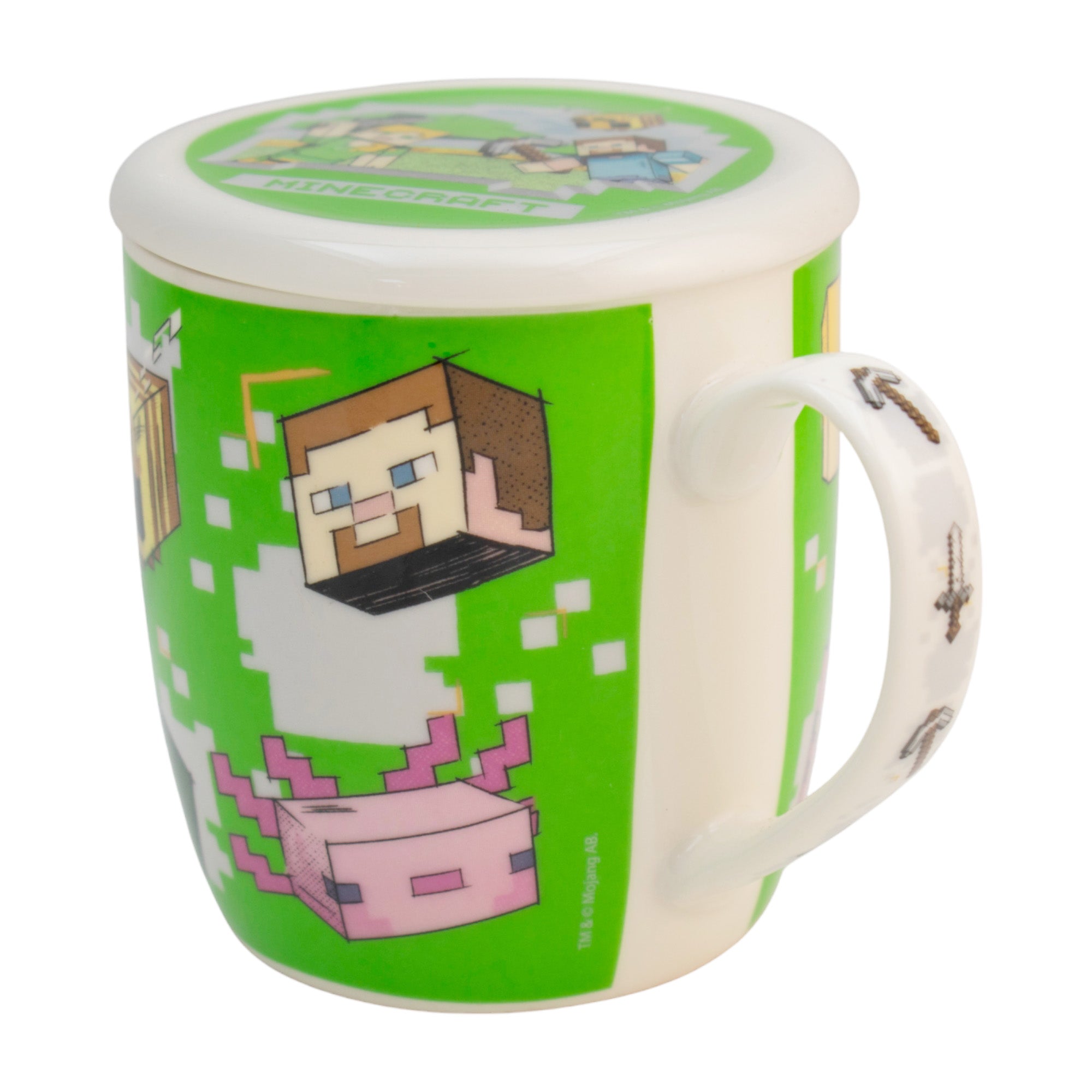 Taza de Cerámica con Tapa y Caja de Regalo Minecraft 385ml