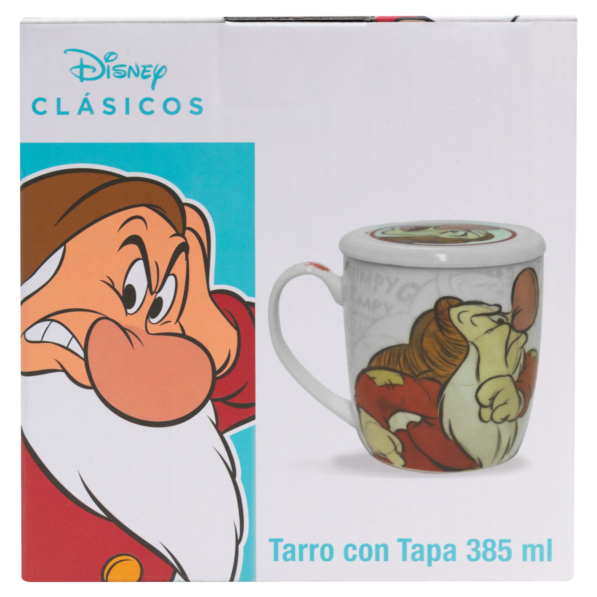 Taza de Cerámica con Tapa y Caja de Regalo Disney Blanca Nieves Gruñón y Tontín 385ml