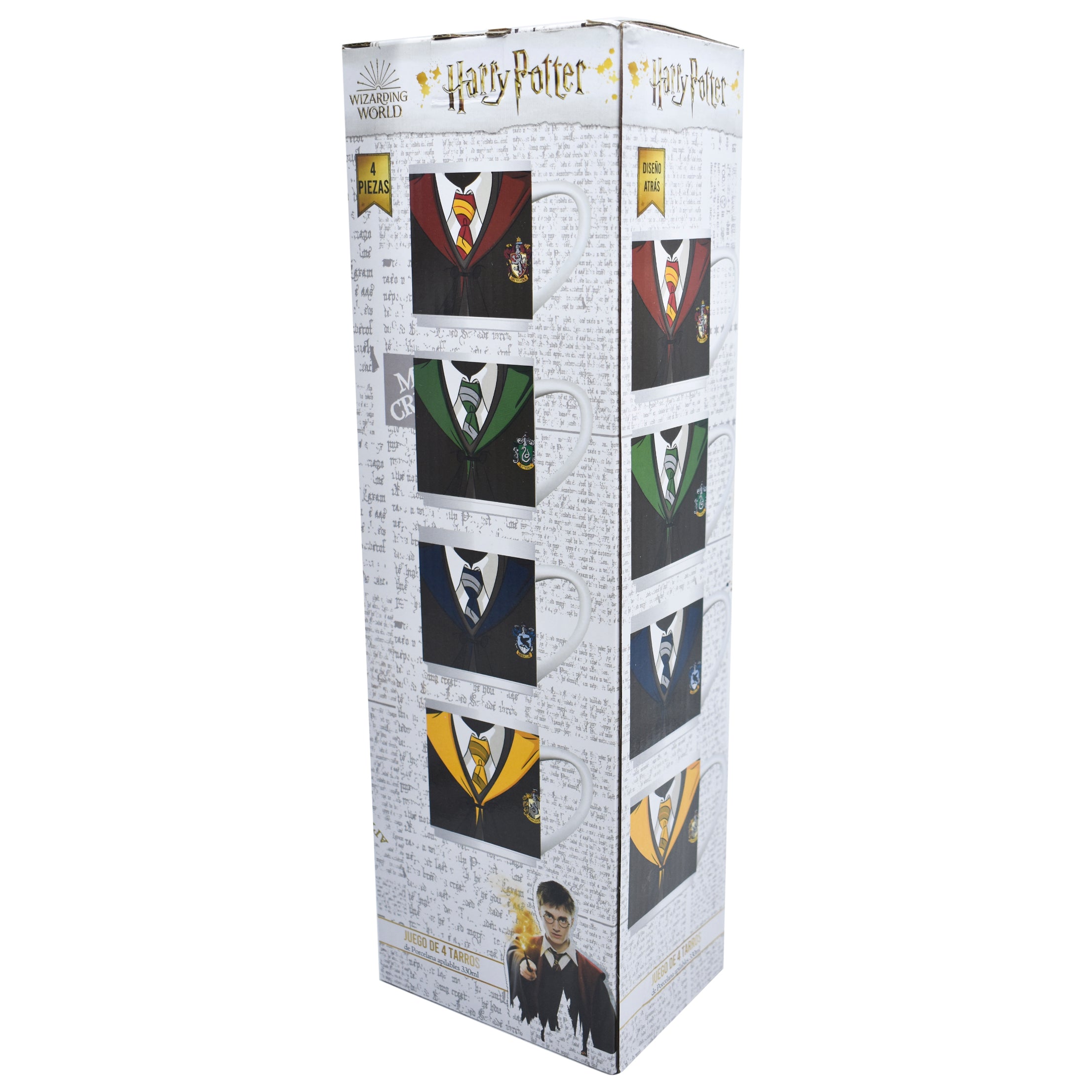 Juego Set Tazas Apilables Fun Kids Warner Bros Harry Potter Casas de Hogwarts Porcelana 330ml