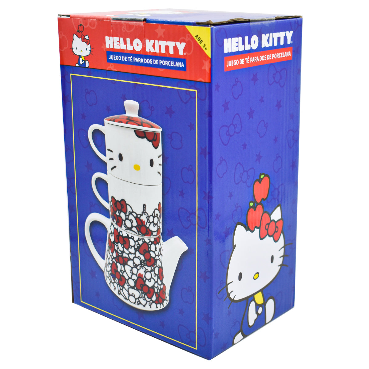 Set Juego Tetera con Tazas Apilable para 2 persona Fun kids Sanrio Hello Kitty Porcelana 4pzas