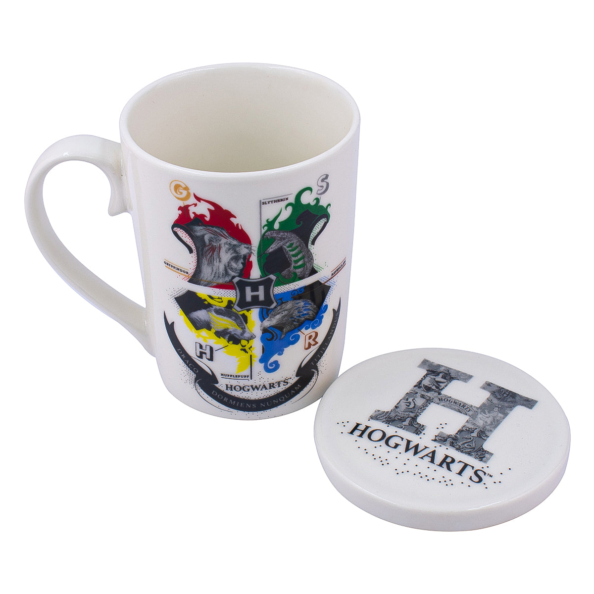 Taza de Porcelana con Tapa Fun Kids Harry Potter Howarts Escudo 354ml