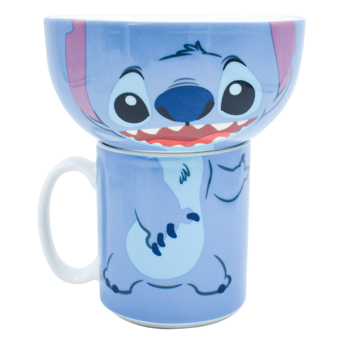 Set Juego Individual Tazon y Taza Fun Kids Disney Stitch Porcelana 180ml  2pzas