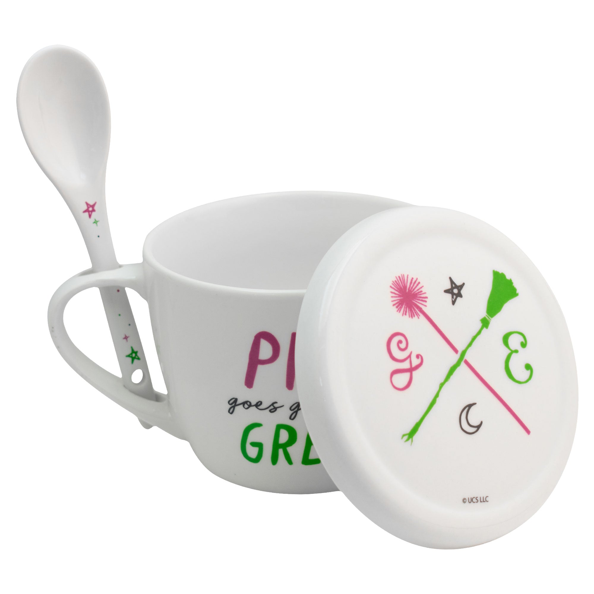 Taza de Porcelana con Tapa, Cuchara y Caja de Regalo Wicked 580ml