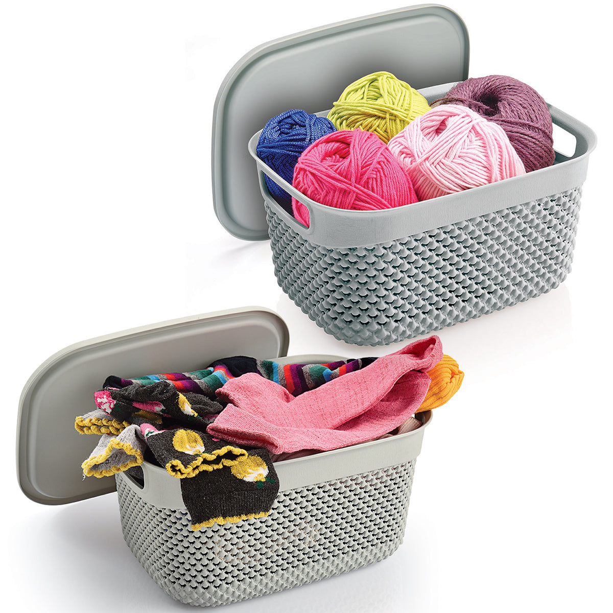Set de 2 Canastas Organizadoras de Plástico Grandes 23 Y 29cm
