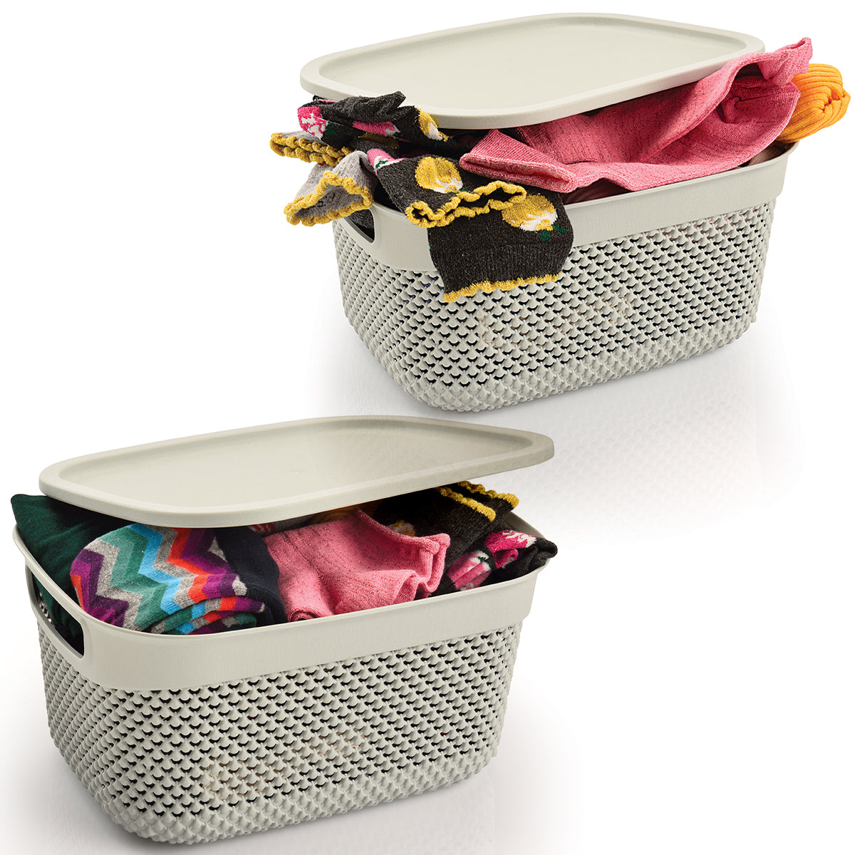 Set de 2 Canastas Organizadoras de Plástico Grandes 23 Y 29cm
