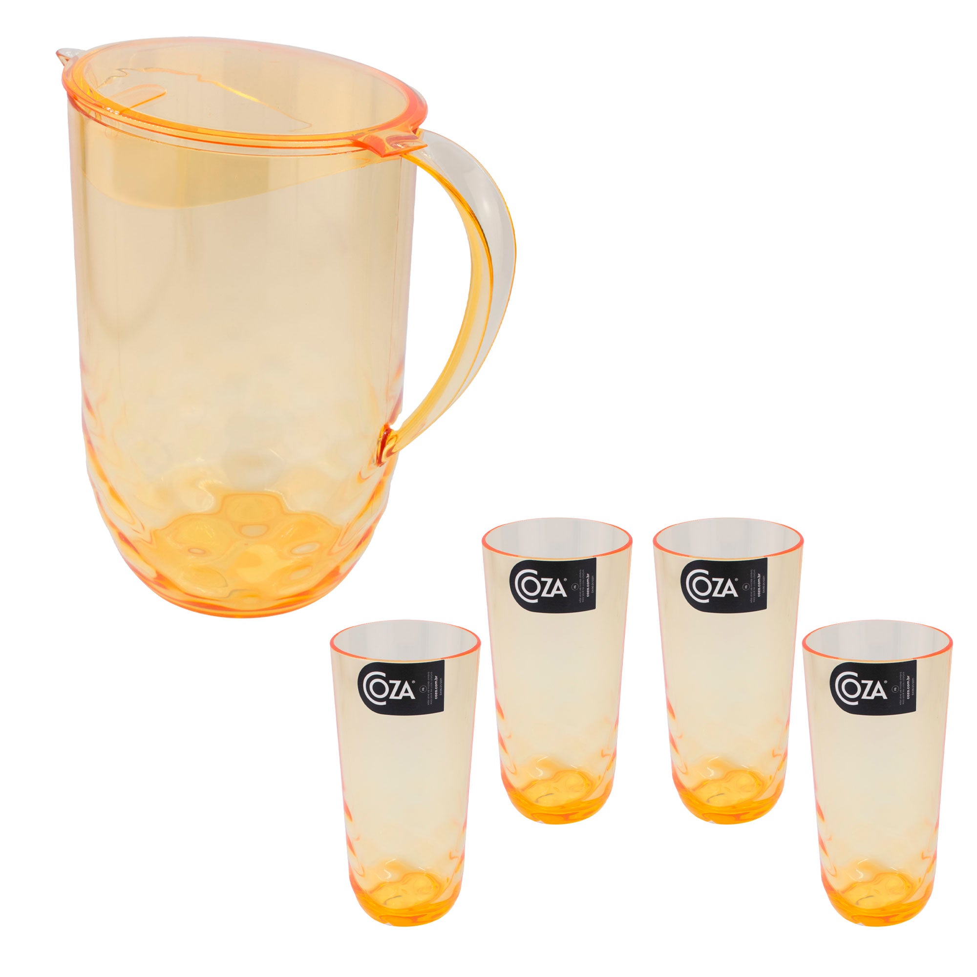 Set Jarra 2 Lt Y 4 Vasos 400 Ml Colección Wave Acrílico Coza