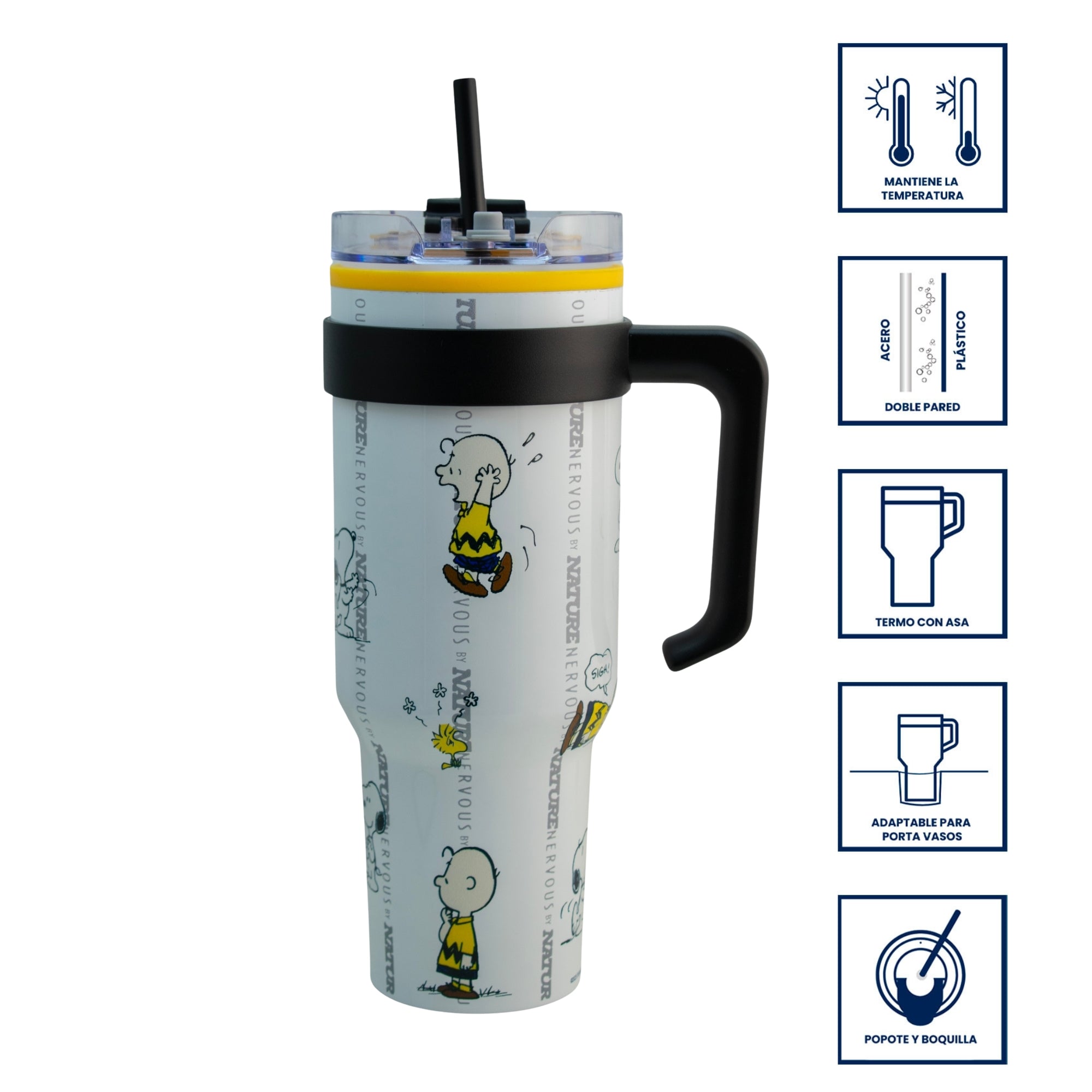 Termo de Acero Inoxidable con Doble Pared y Tapa Hermética Snoopy 1.2L