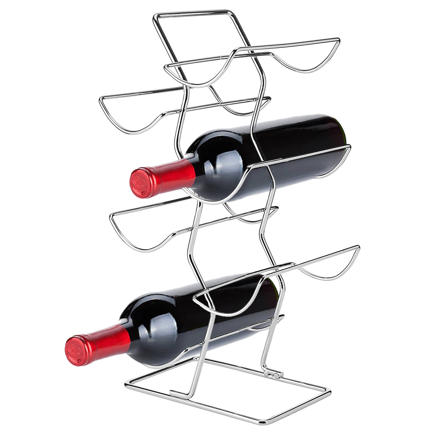 Porta Botellas Soporte para Botellas de Vino, Rack Acero Cromado, Cava de Vinos Accesorios de Vino