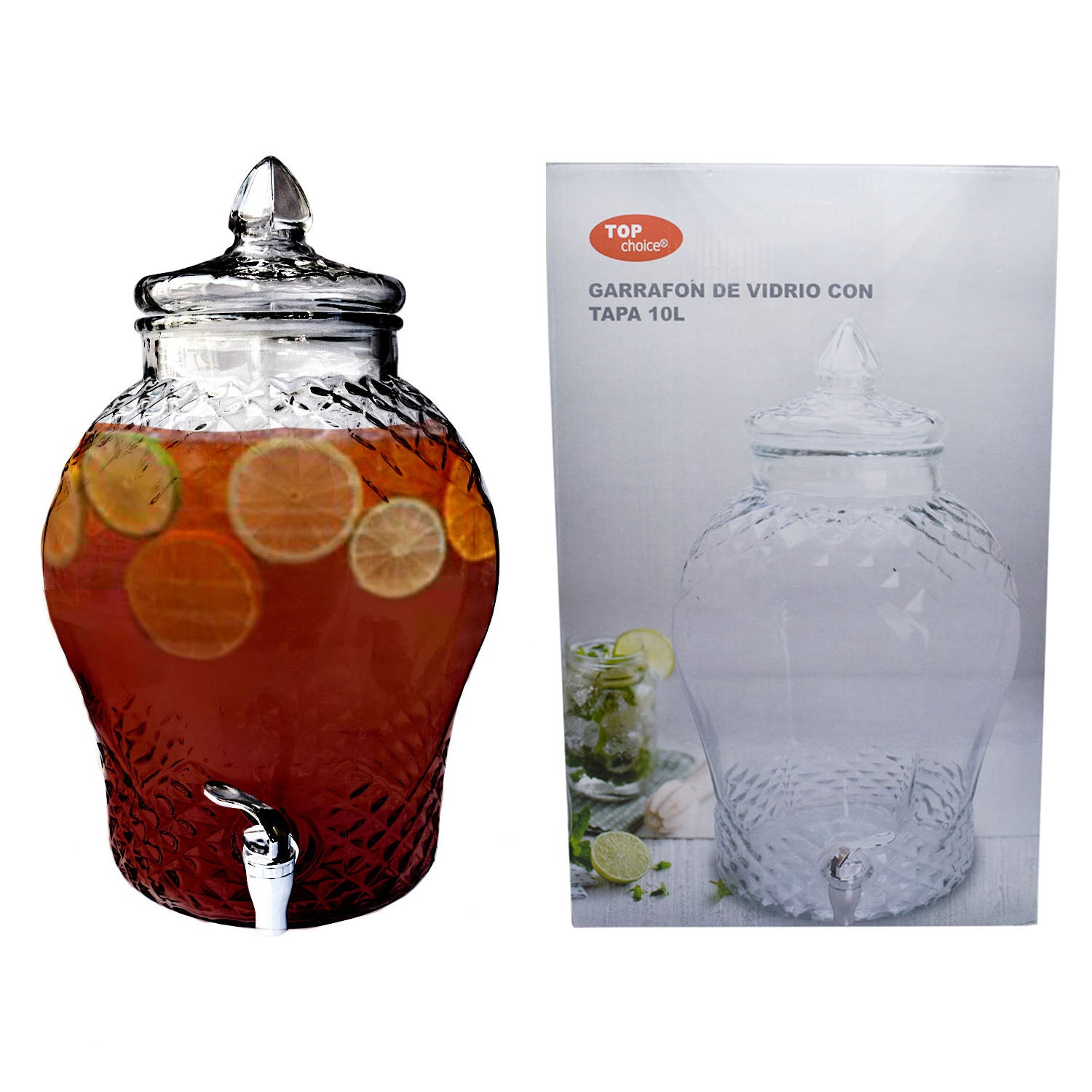 Dispensador de Bebidas Vintage de Vidrio Top Choice 10Lt