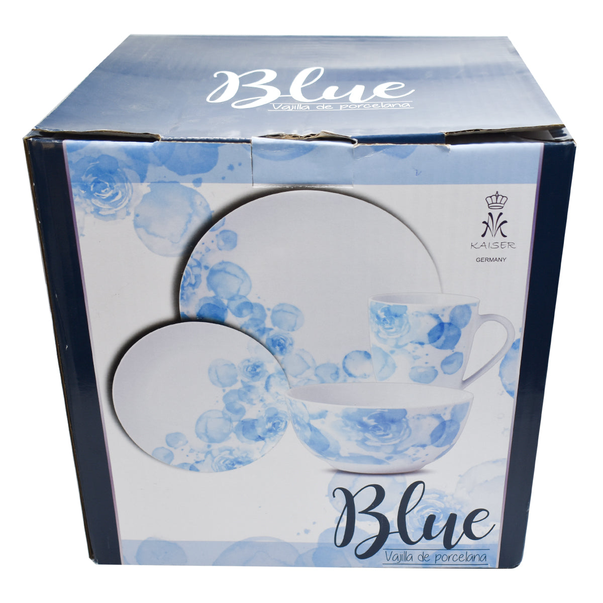 Vajilla Kaiser Blanco y Azul Porcelana 16 Pzas Para 4 Personas