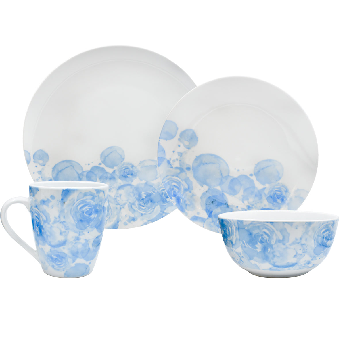 Vajilla Kaiser Blanco y Azul Porcelana 16 Pzas Para 4 Personas