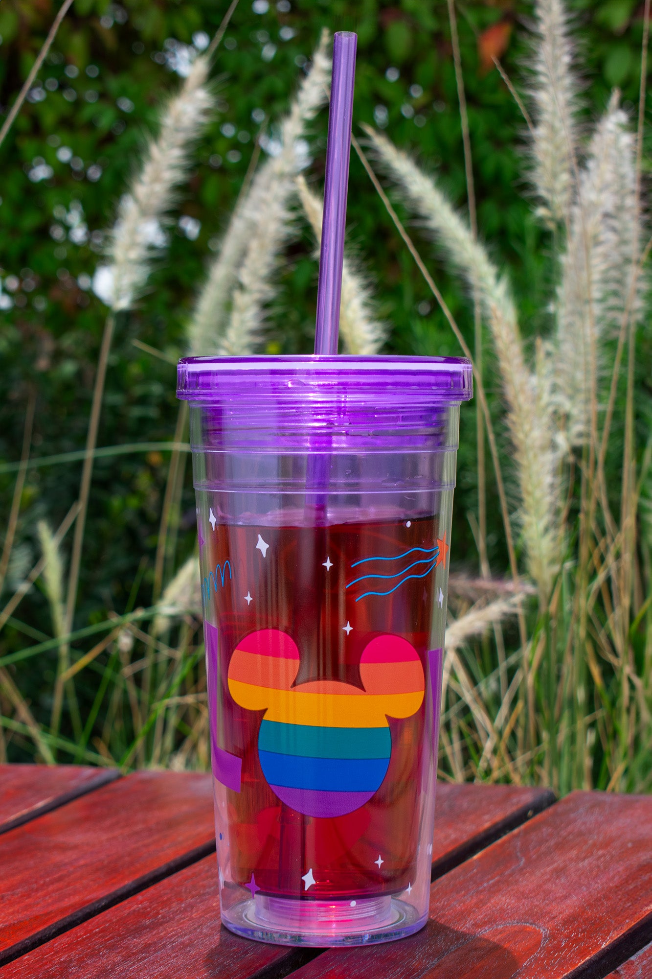 Vaso Doble Pared Popote Colección Disney Pride Orgullo 500ml Color Violeta