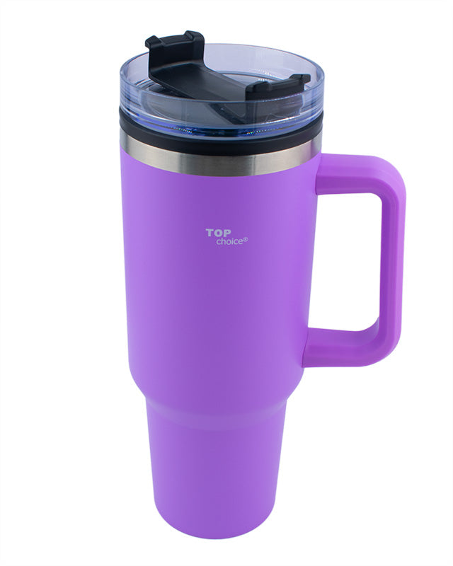 Termo de Acero Inoxidable con Doble Pared, Asa Y Popote Top Chioce 1.2 Lt