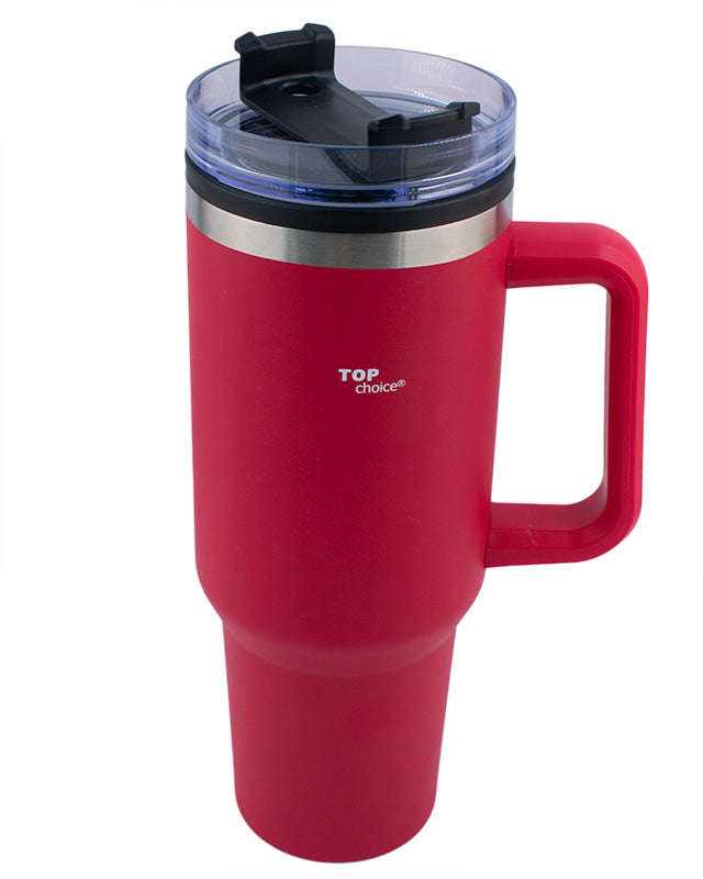 Termo de Acero Inoxidable con Doble Pared, Asa Y Popote Top Chioce 1.2 Lt