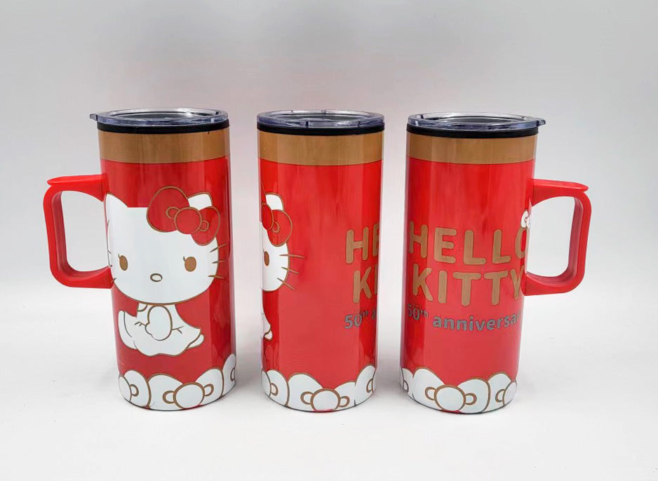 Termo de Acero Inoxidable Doble Pared Con Asa Hello Kitty 50 Aniversario 500ml