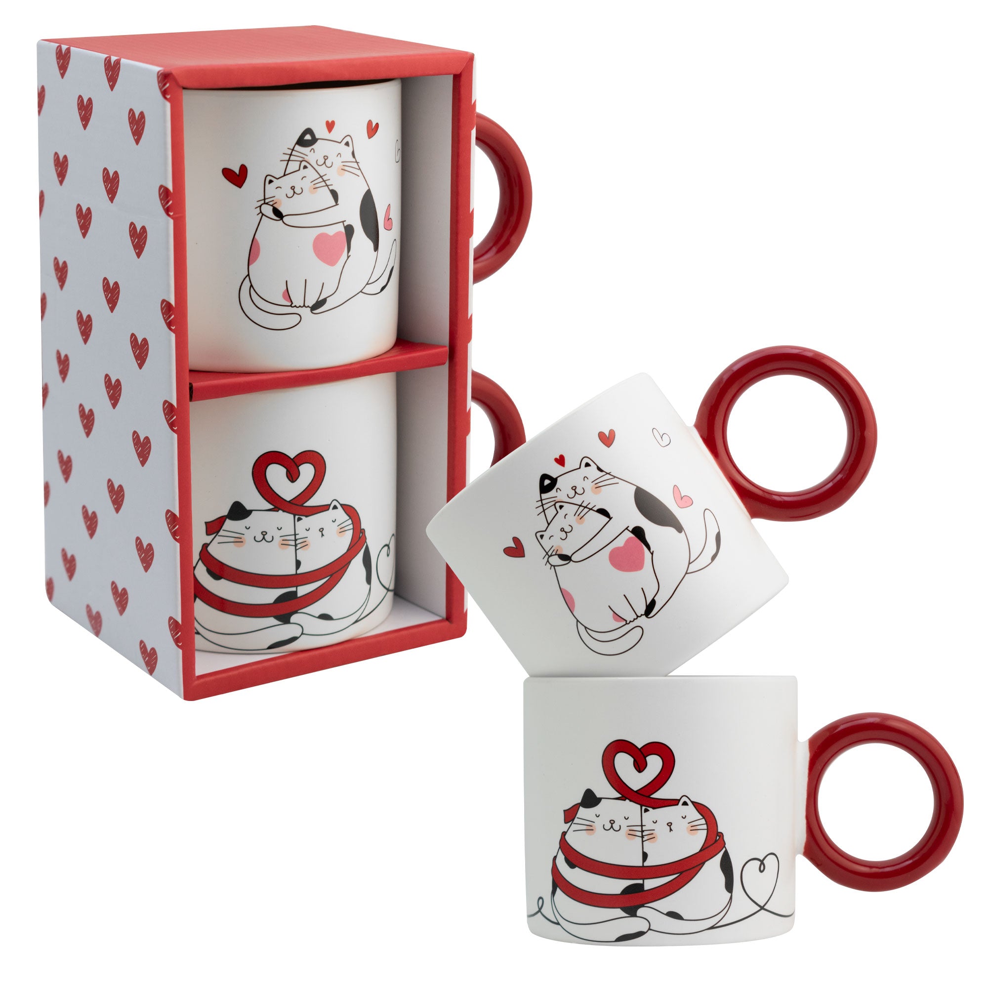 Juego de 2 Tazas de Porcelana con Acabado Mate Con Caja De Regalo LOVE 330ml