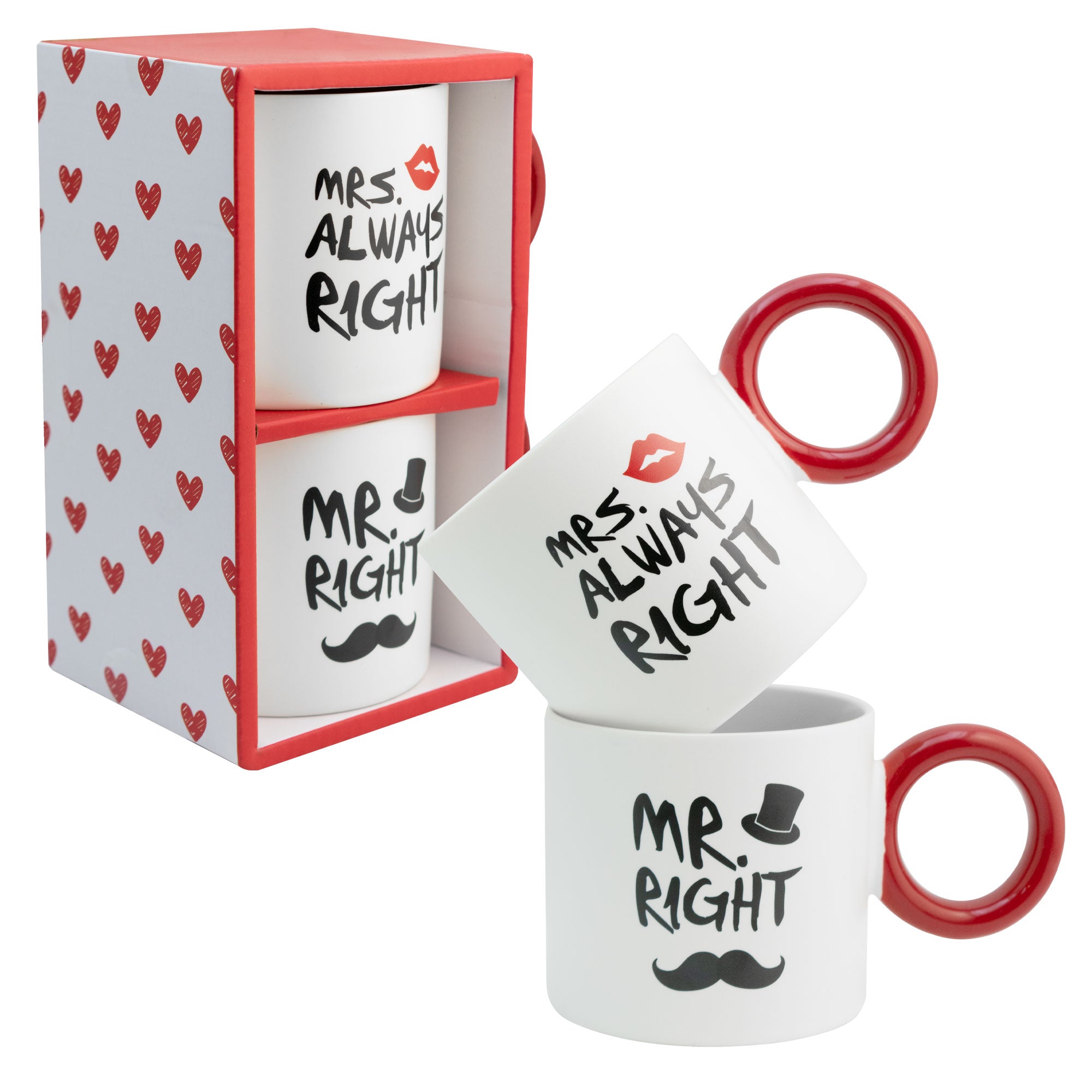 Juego de 2 Tazas de Porcelana con Acabado Mate Con Caja De Regalo LOVE 330ml