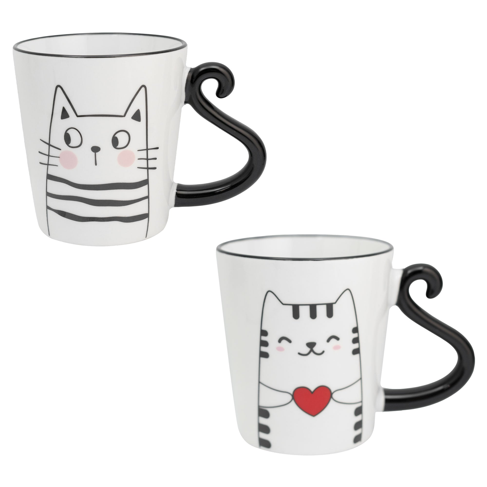 Juego de 2 Tazas de Porcelana de Gatos LOVE Nuvó 370ml