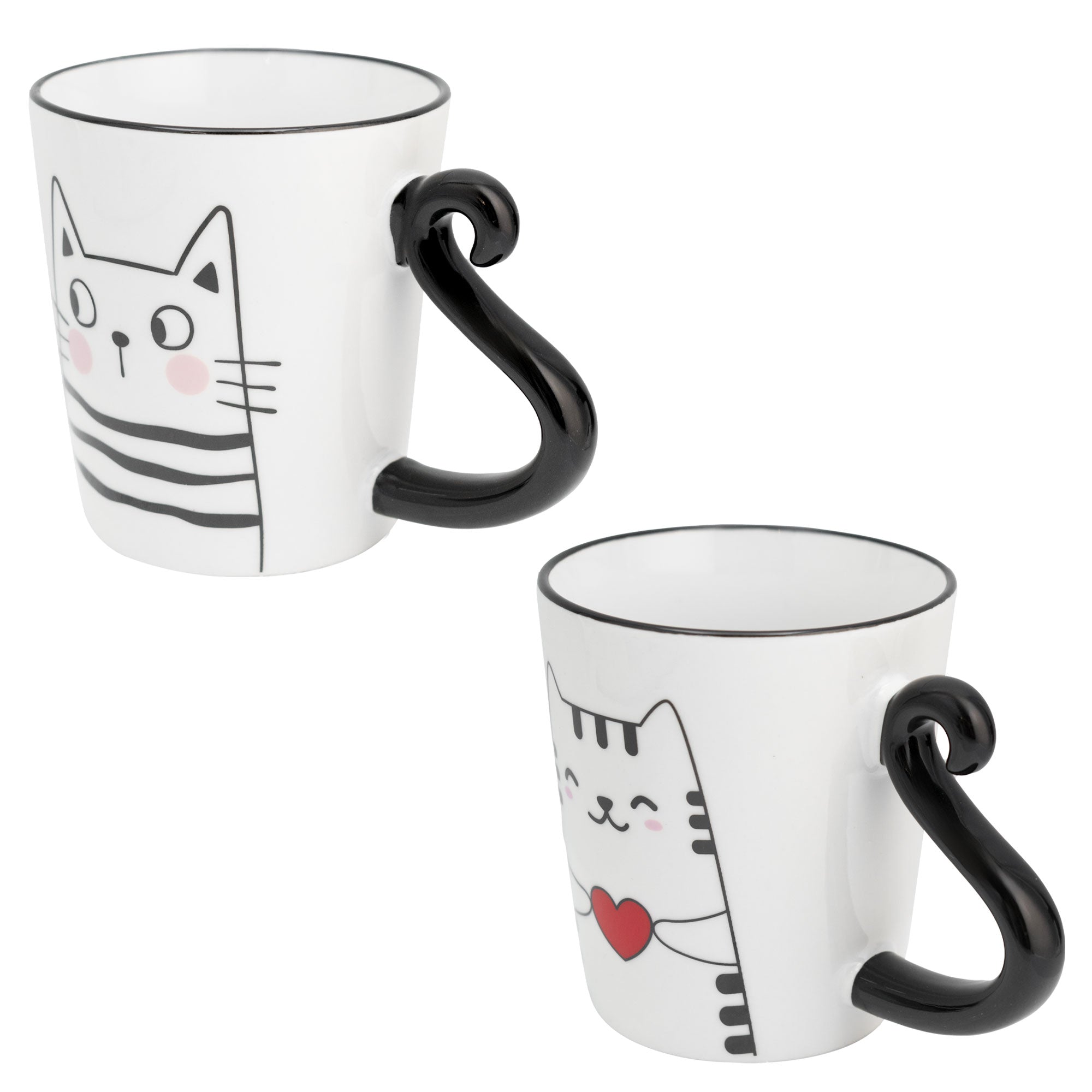 Juego de 2 Tazas de Porcelana de Gatos LOVE Nuvó 370ml