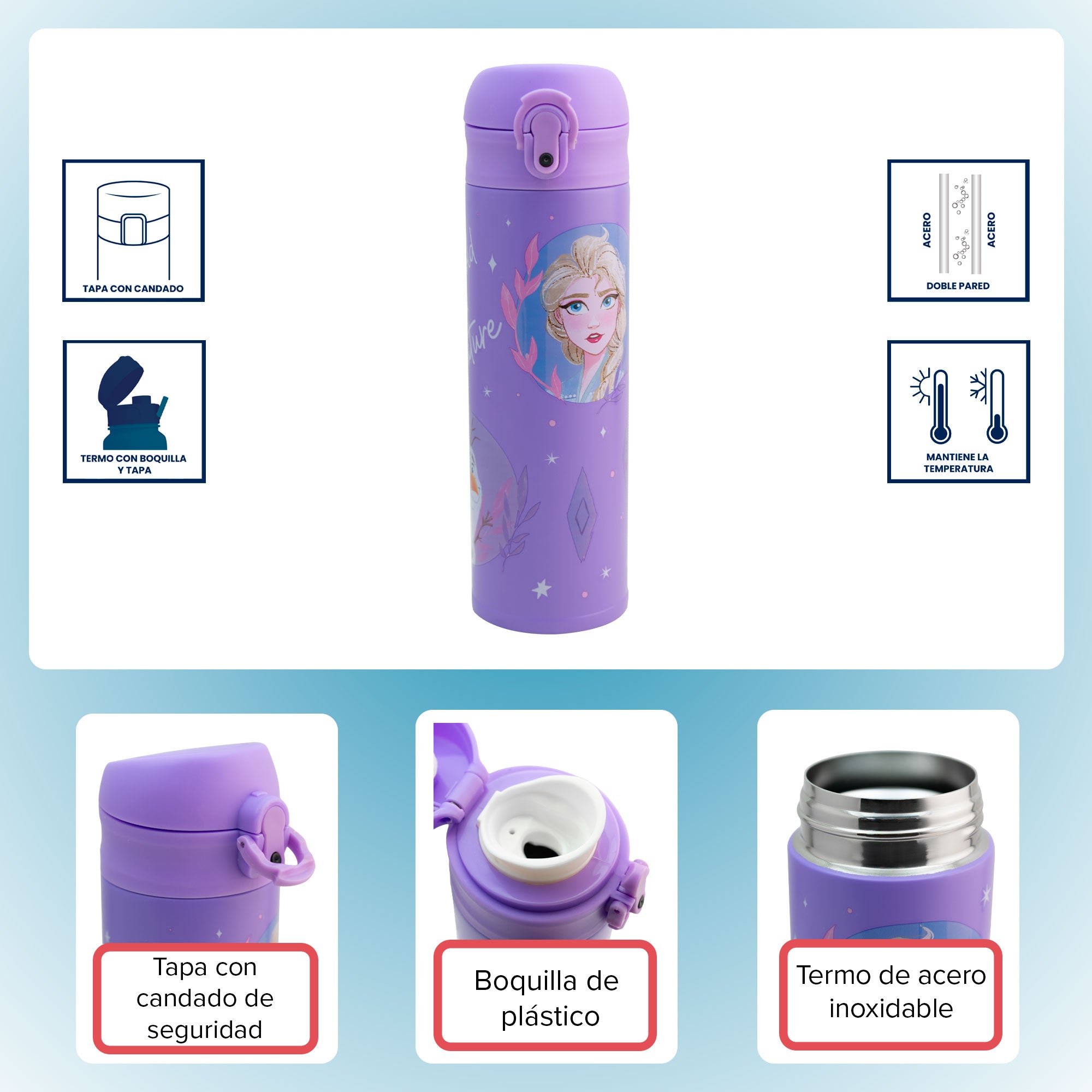 Termo de Acero Inoxidable con Doble Pared Fun Kids Personajes Animados 400ml