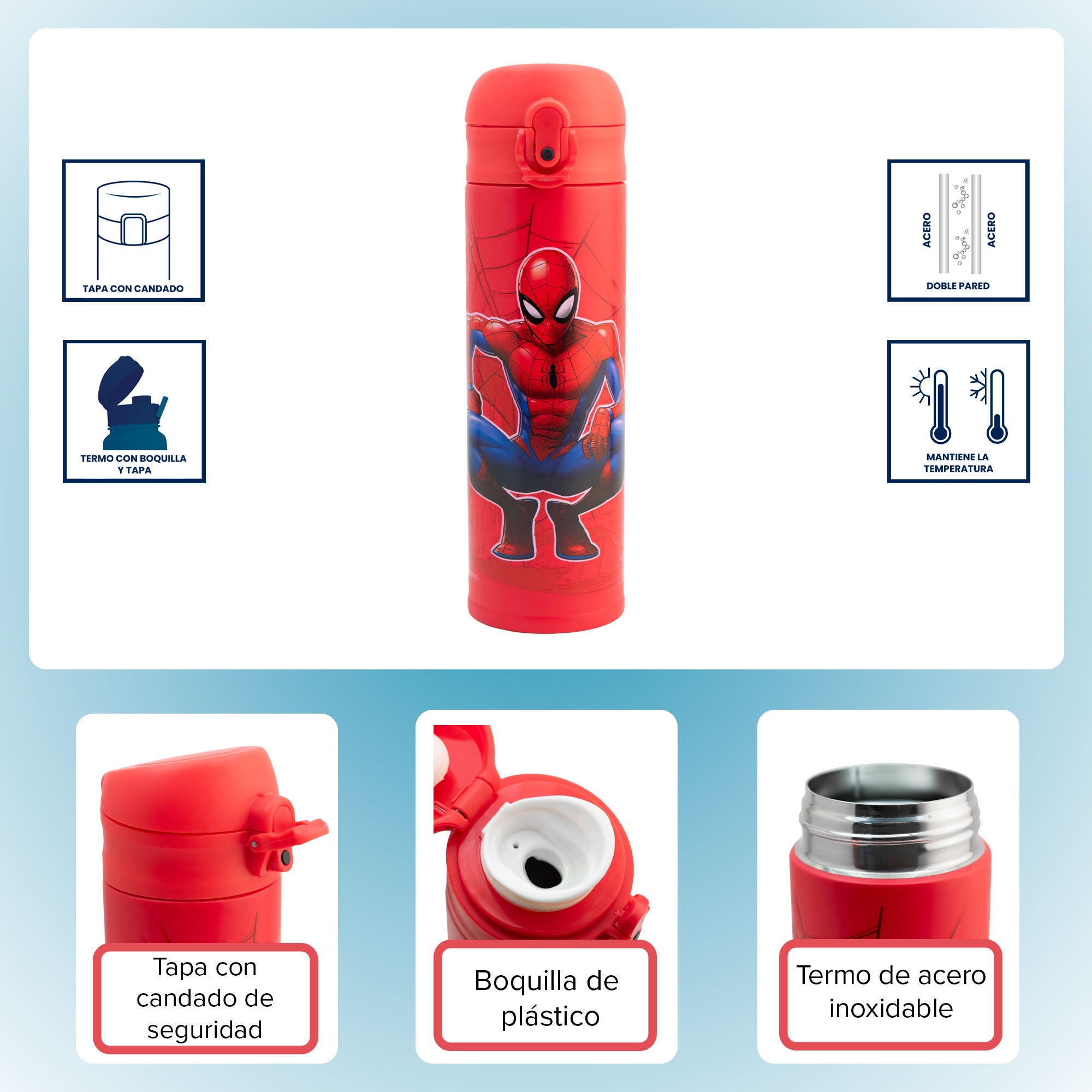 Termo de Acero Inoxidable con Doble Pared Fun Kids Personajes Animados 400ml