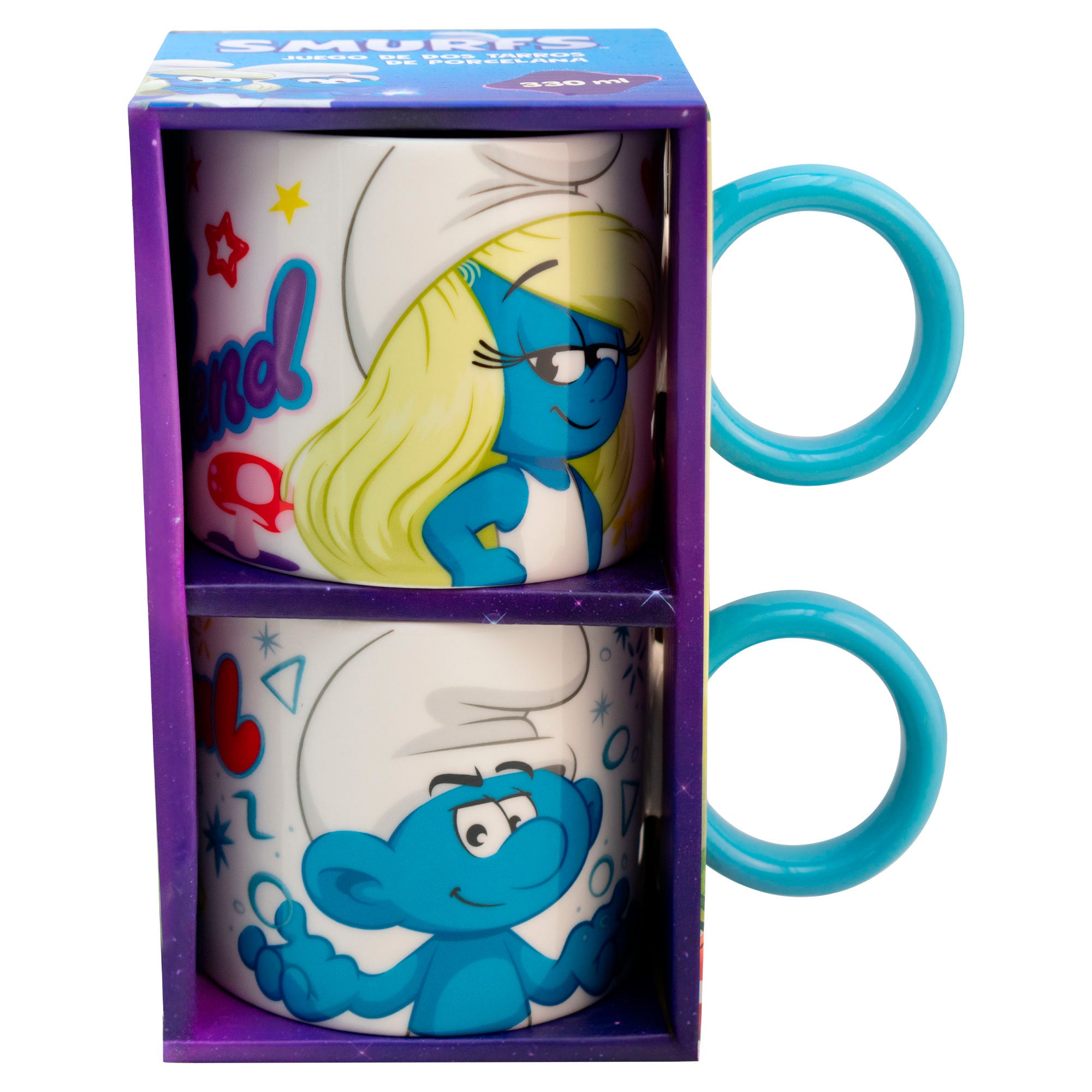 Juego de 2 Tazas de Porcelana Fun Kids Los Pitufos 330ml