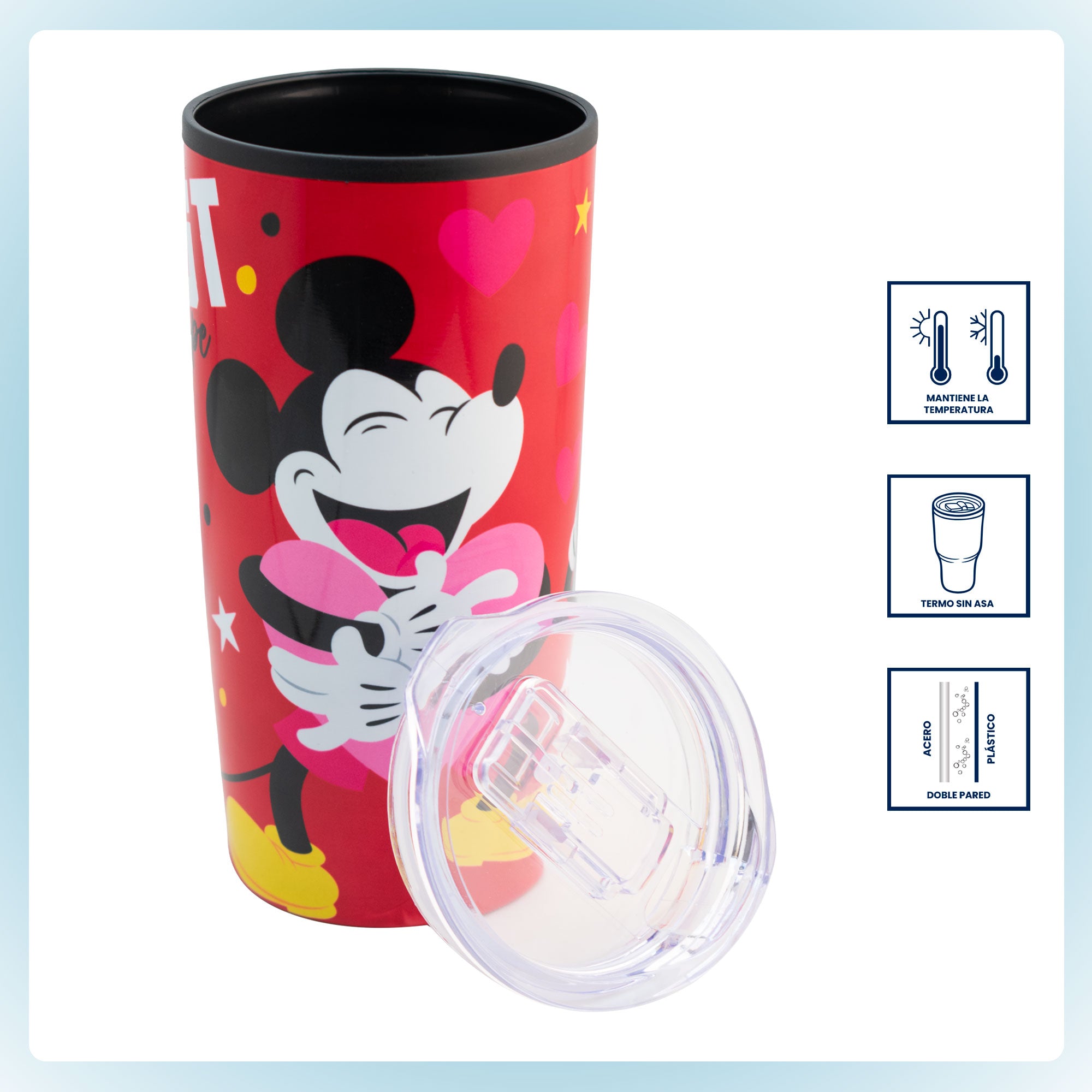 Termo de Acero Inoxidable con Doble Pared Mickey y Minnie 500ml