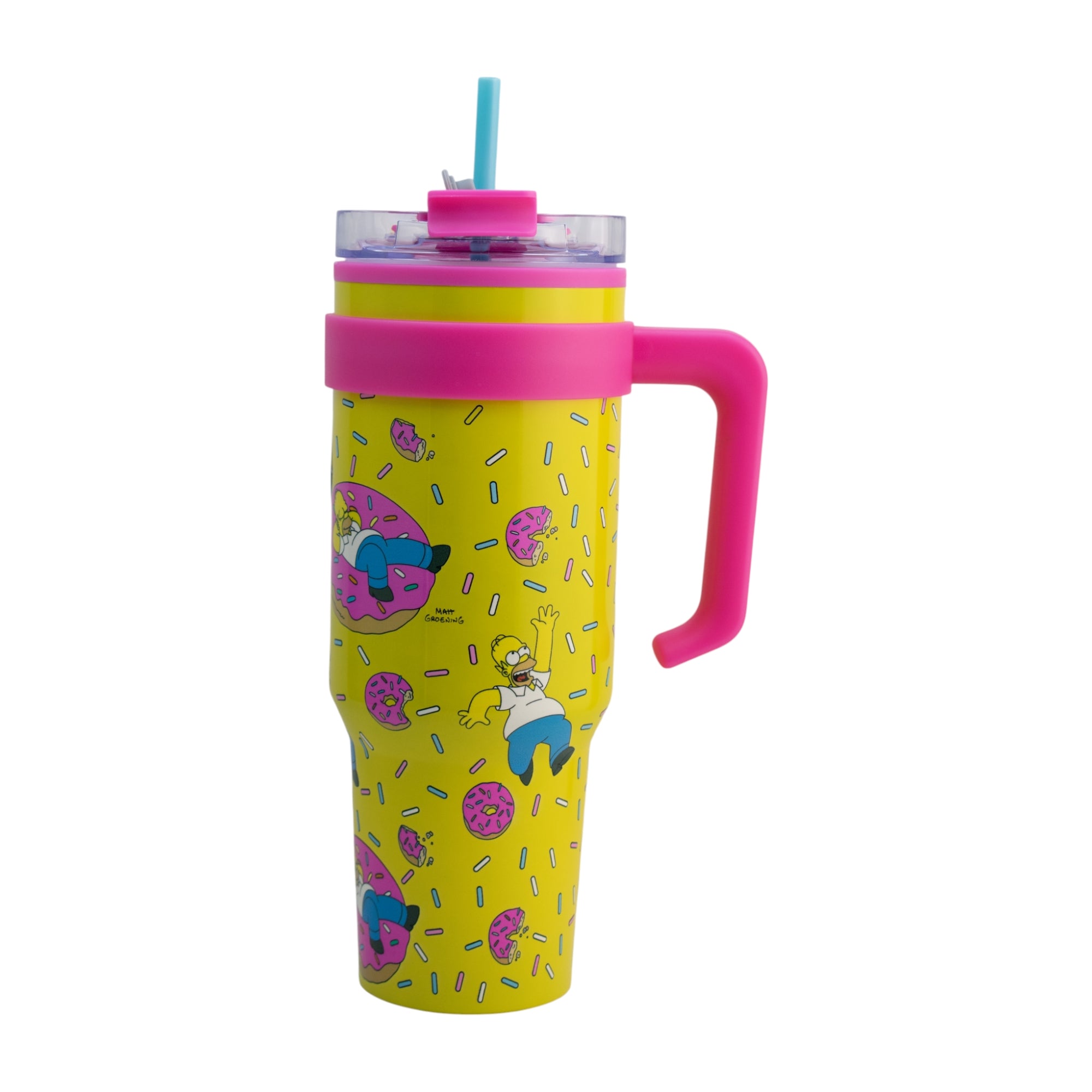 Termo de Acero Inoxidable con Doble Pared, Tapa Doble y Popote Distintos Personajes 1.2 Lt