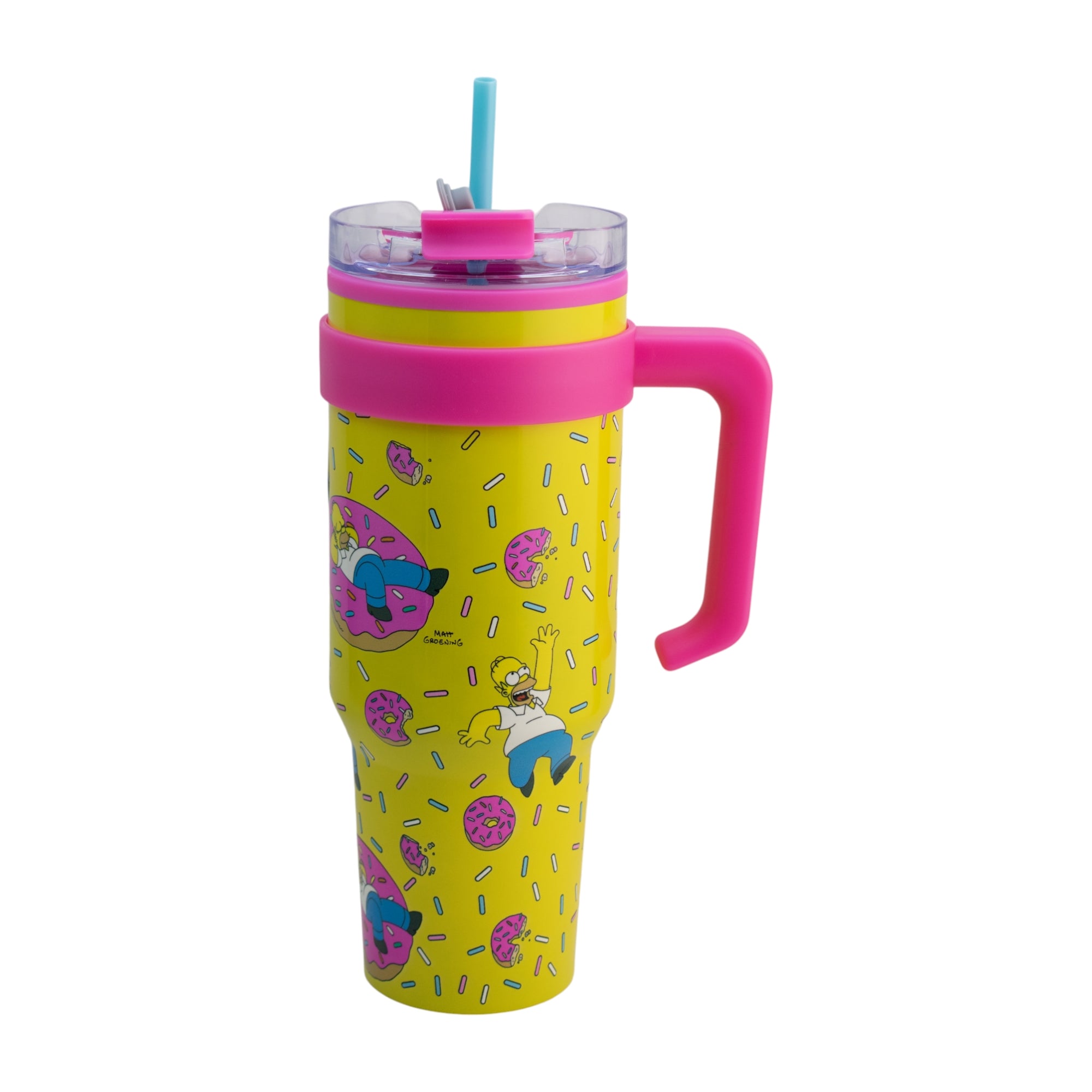 Termo de Acero Inoxidable con Doble Pared, Tapa Doble y Popote Distintos Personajes 1.2 Lt