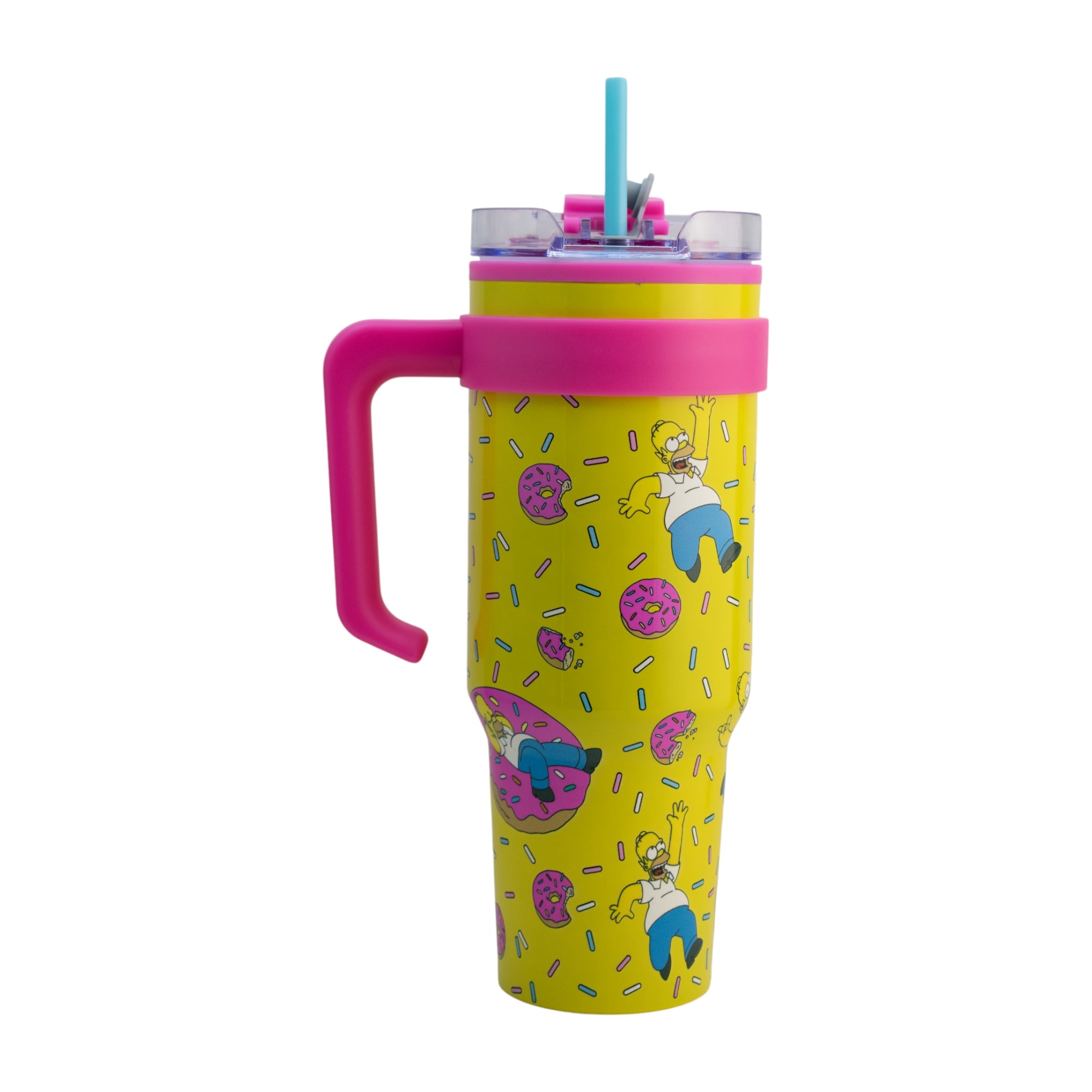 Termo de Acero Inoxidable con Doble Pared, Tapa Doble y Popote Distintos Personajes 1.2 Lt