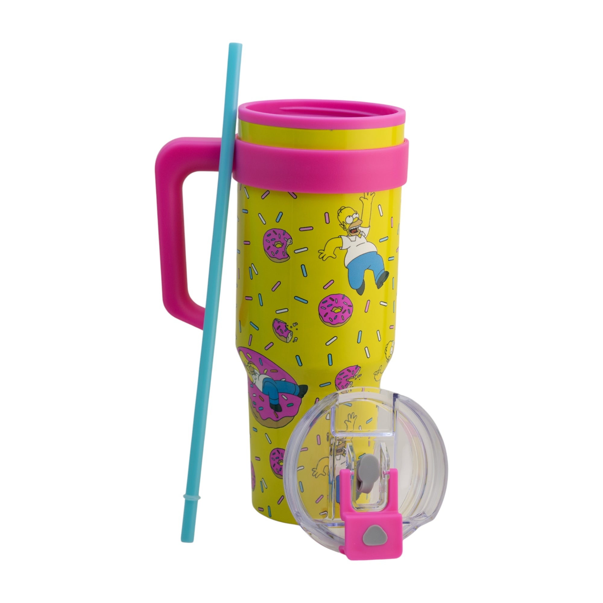 Termo de Acero Inoxidable con Doble Pared, Tapa Doble y Popote Distintos Personajes 1.2 Lt