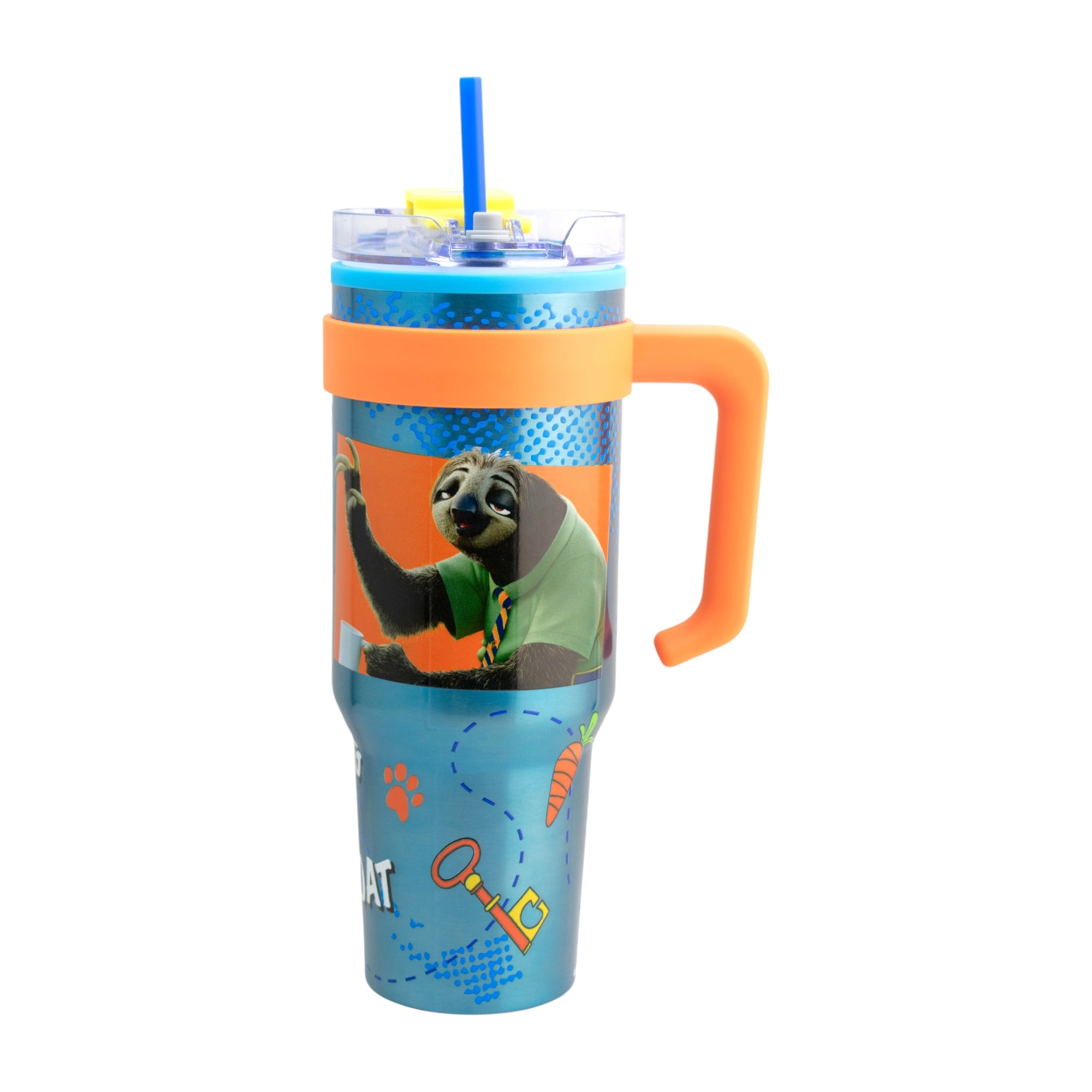 Termo de Acero Inoxidable con Doble Pared, Tapa Doble y Popote Distintos Personajes 1.2 Lt