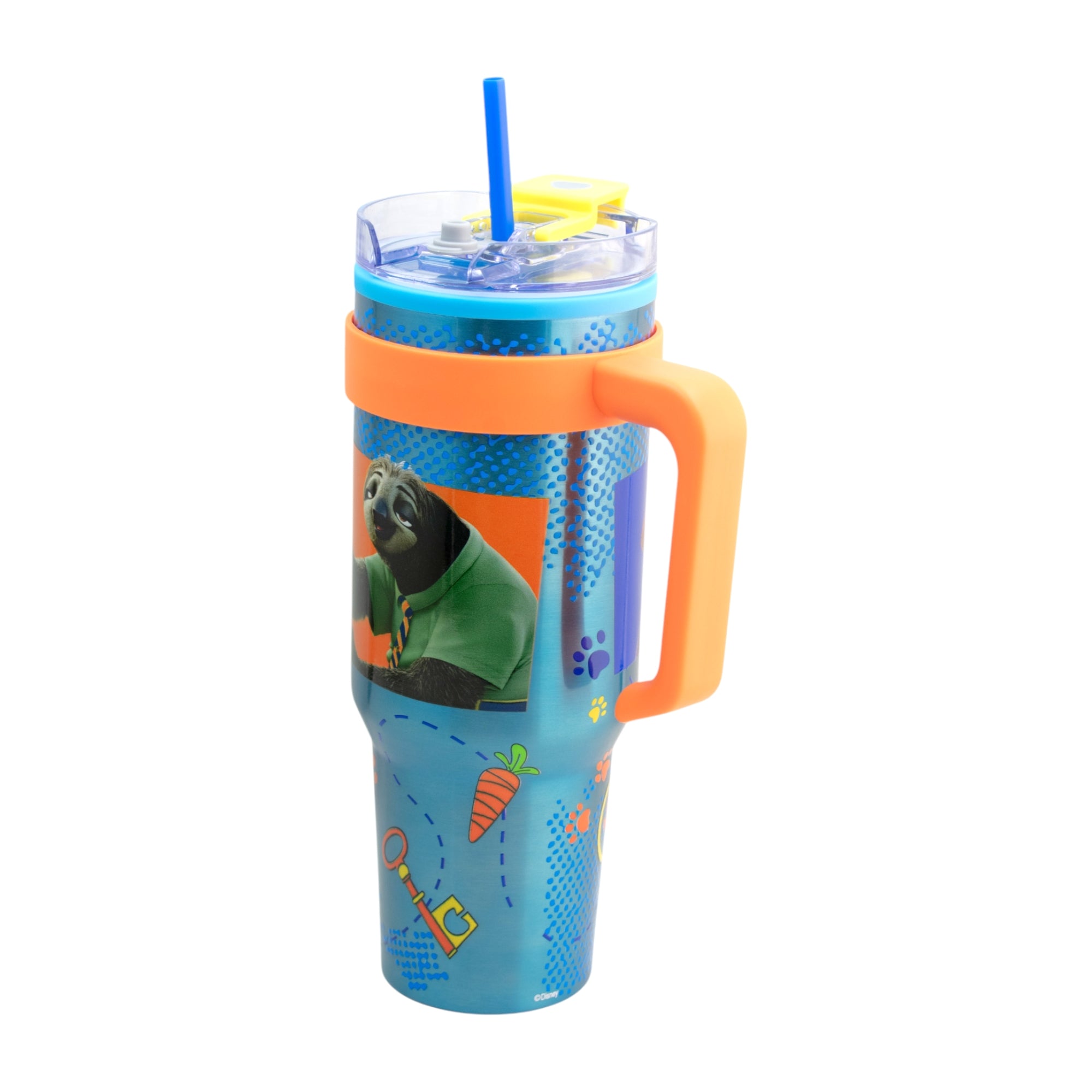 Termo de Acero Inoxidable con Doble Pared, Tapa Doble y Popote Distintos Personajes 1.2 Lt